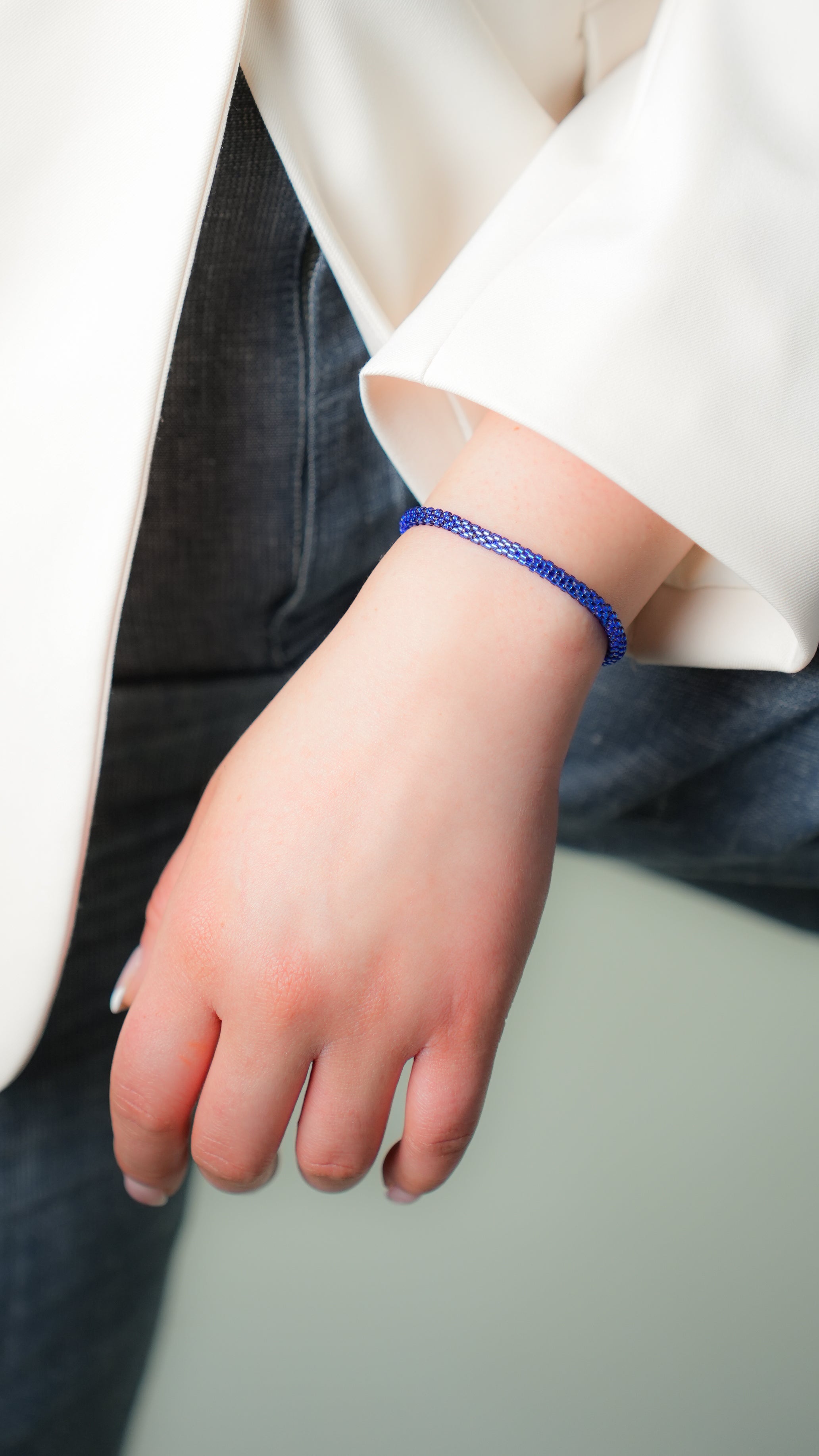 Pulsera Miyuki redondas azul