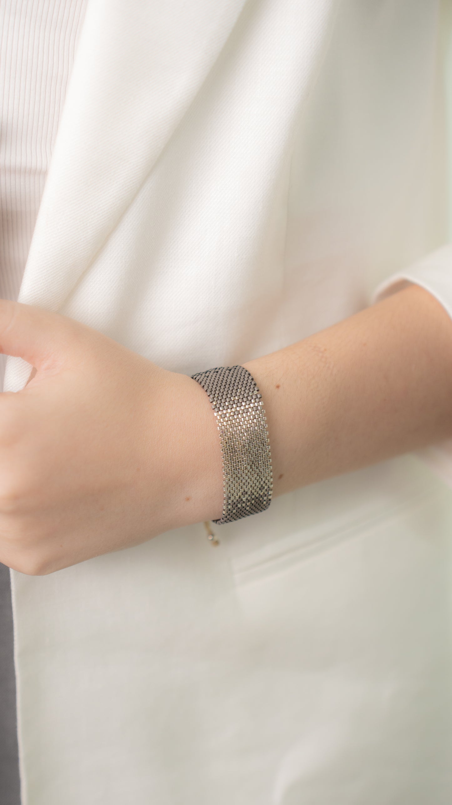 Pulsera Miyuki grande Combinación negro oxford plata