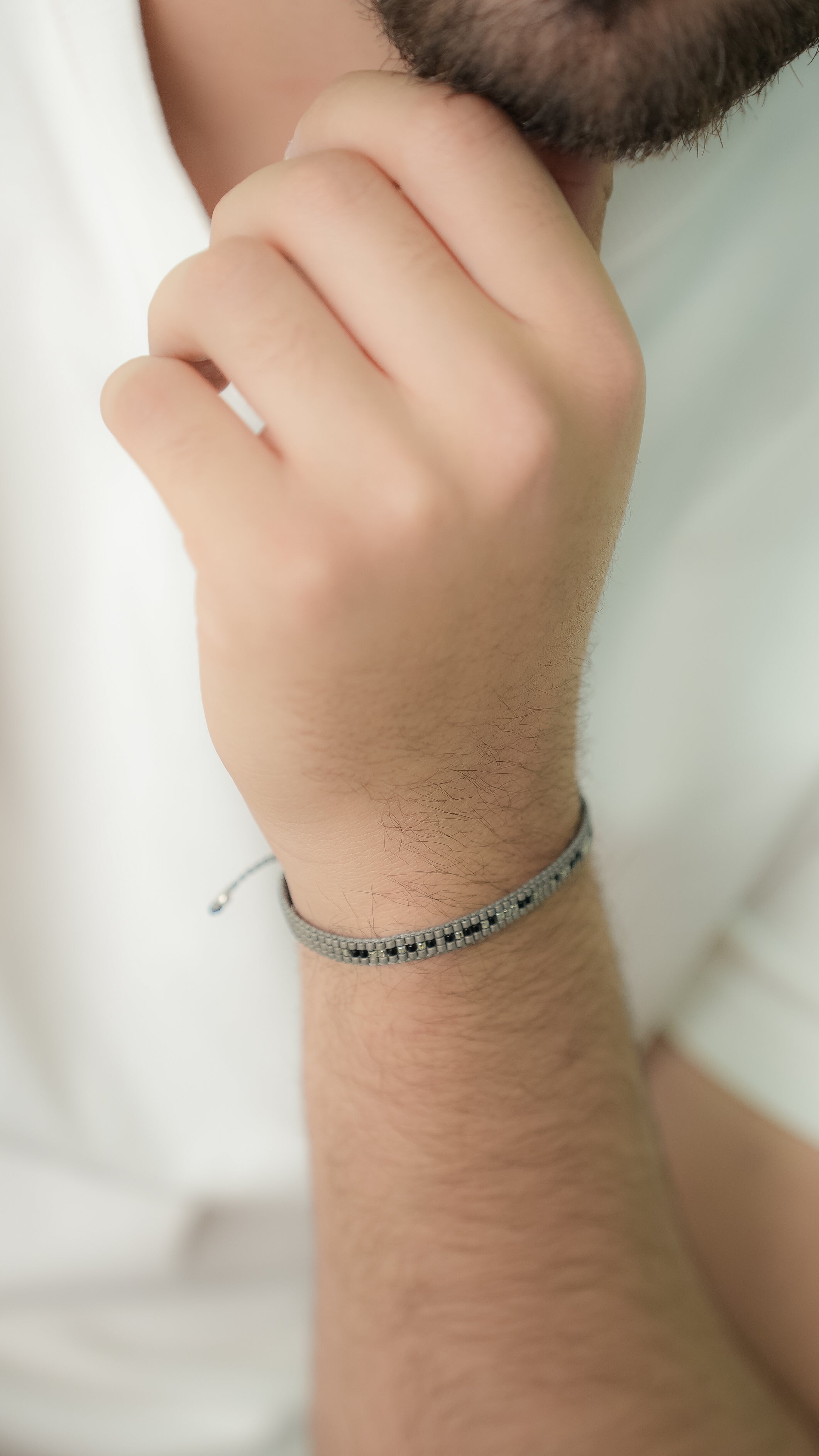 Pulsera Miyuki Caballero oxford negro plata