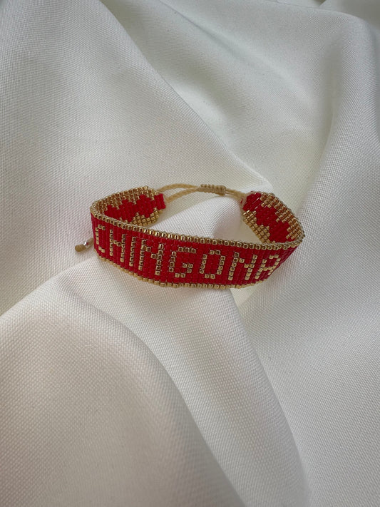 Brazalete CHINGONA rojo y dorado