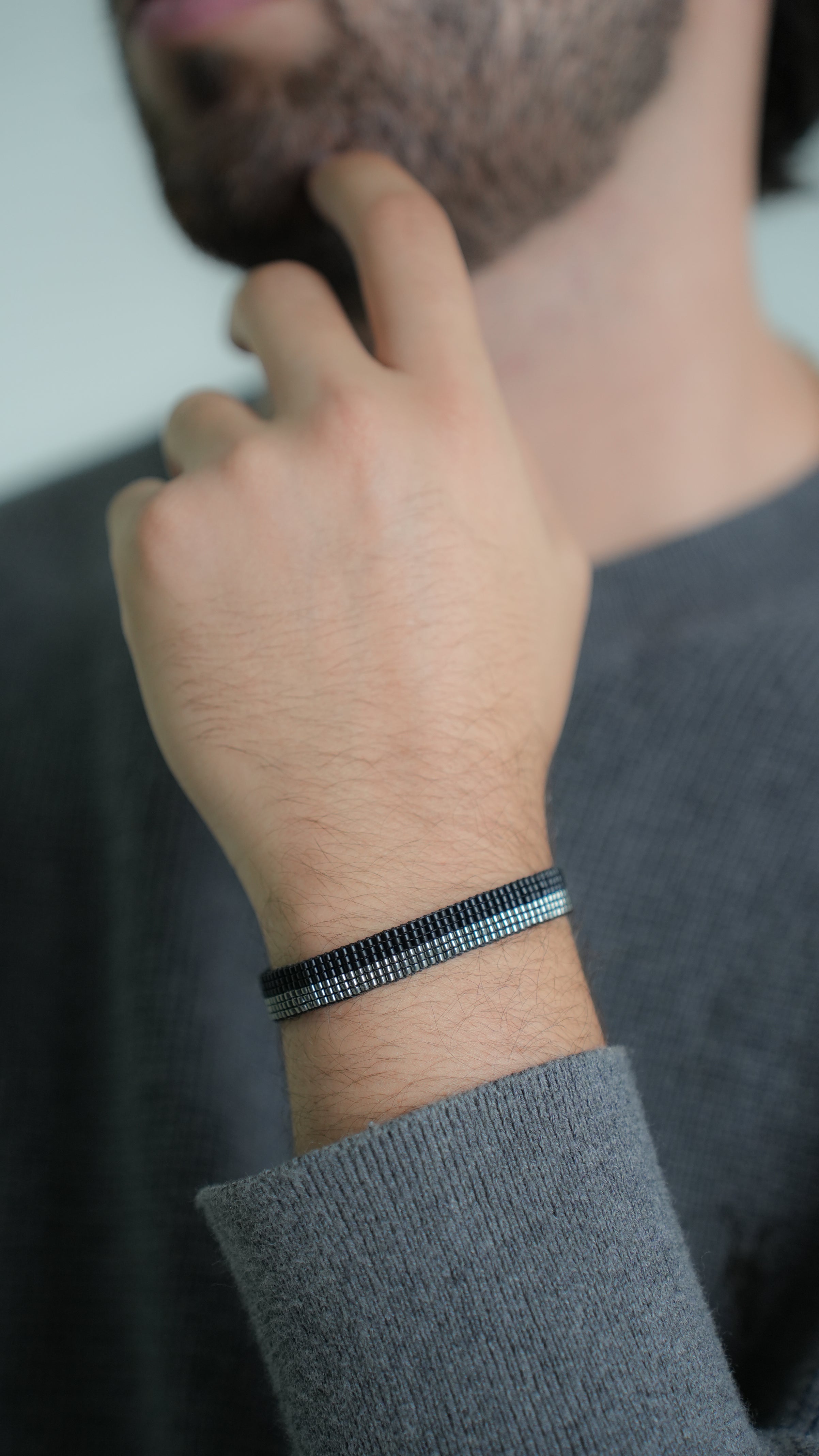 Pulsera Miyuki Caballero LUXE negro y oxford