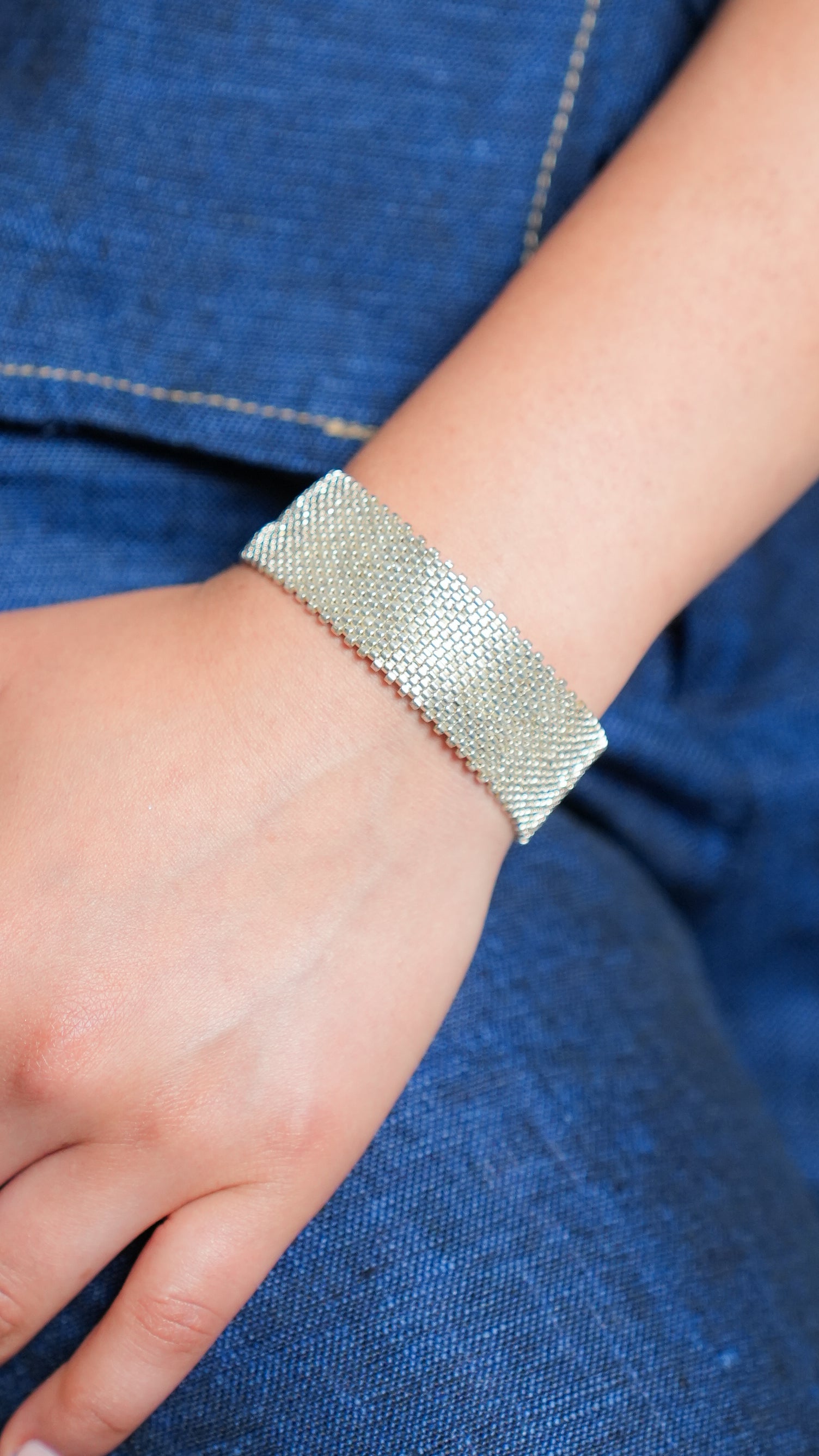 Pulsera Miyuki grande plata