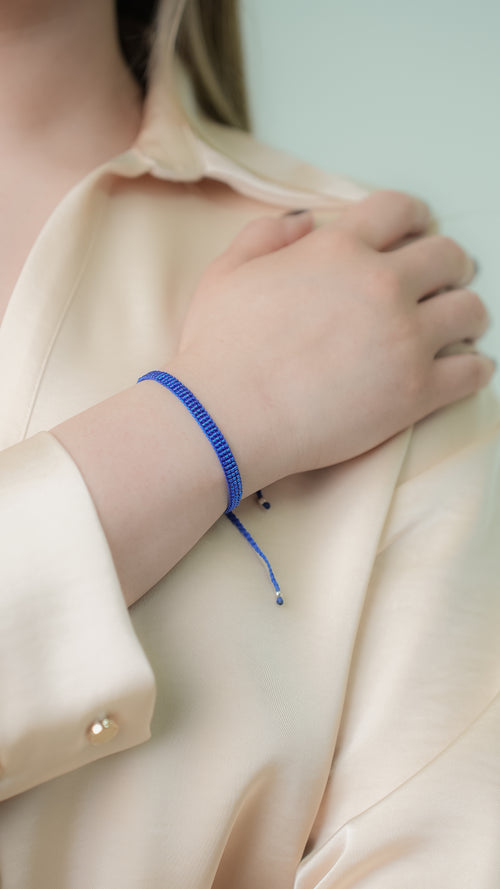 Pulsera Miyuki 3 lineas azul rey brillante