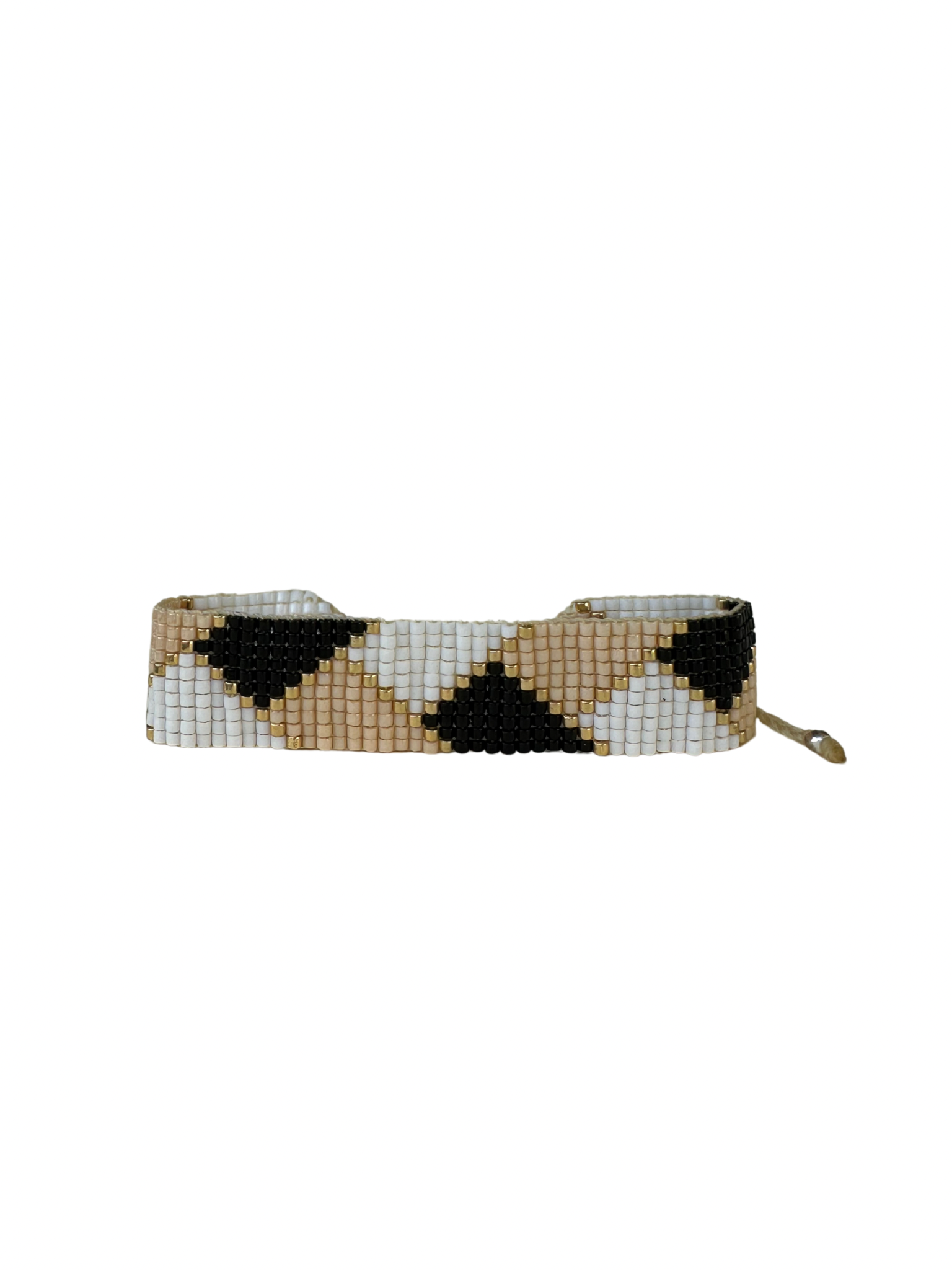 Brazalete Miyuki triangulos negro nude y blanco