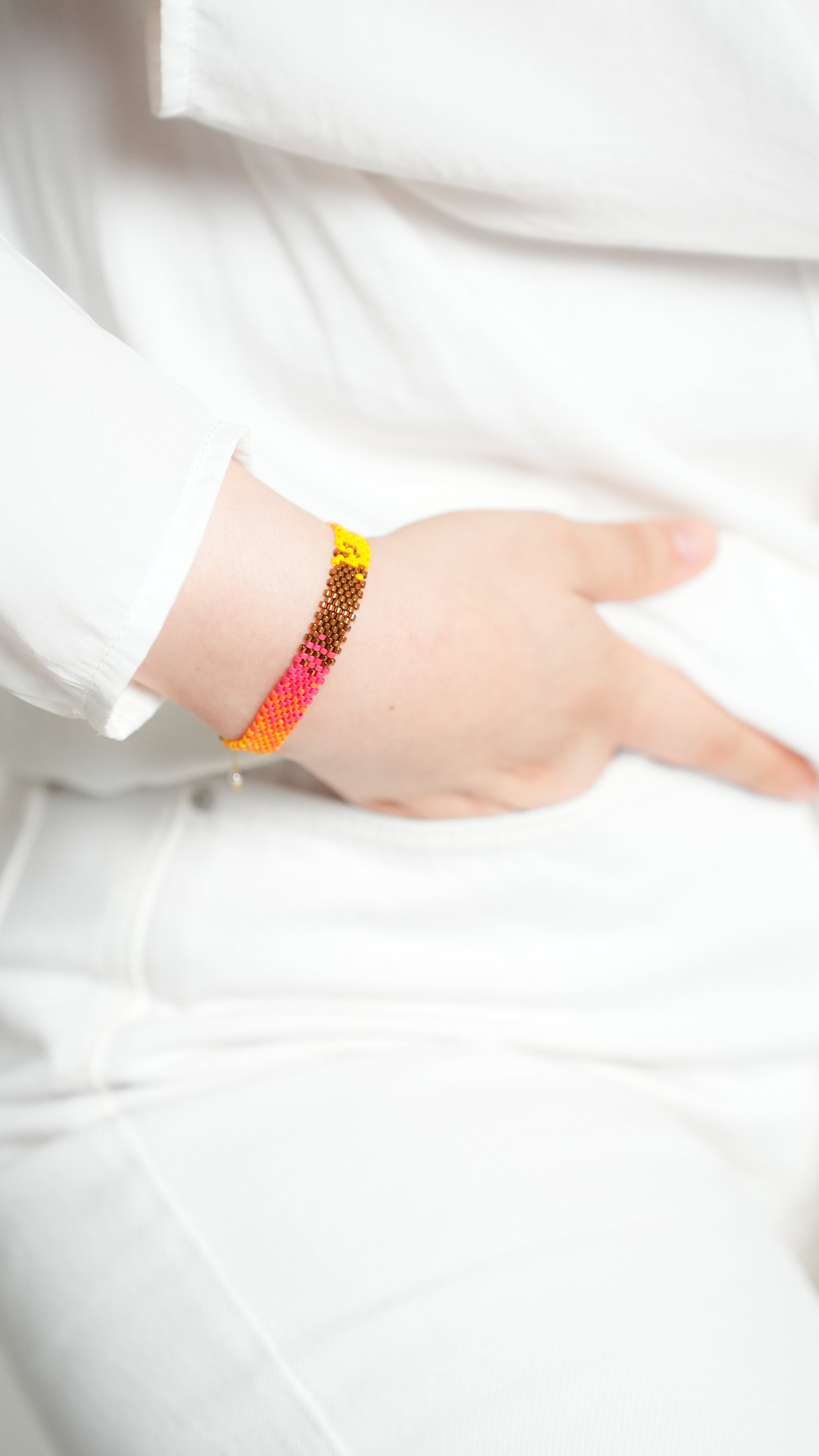 Pulsera Miyuki chica combinacion naranja amarillo ocre