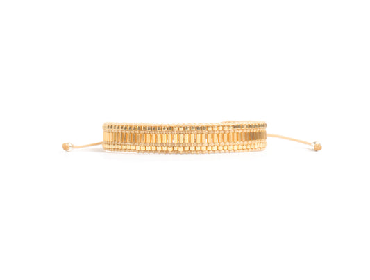 Pulsera Miyuki dorada con canutillo y miyuki oro