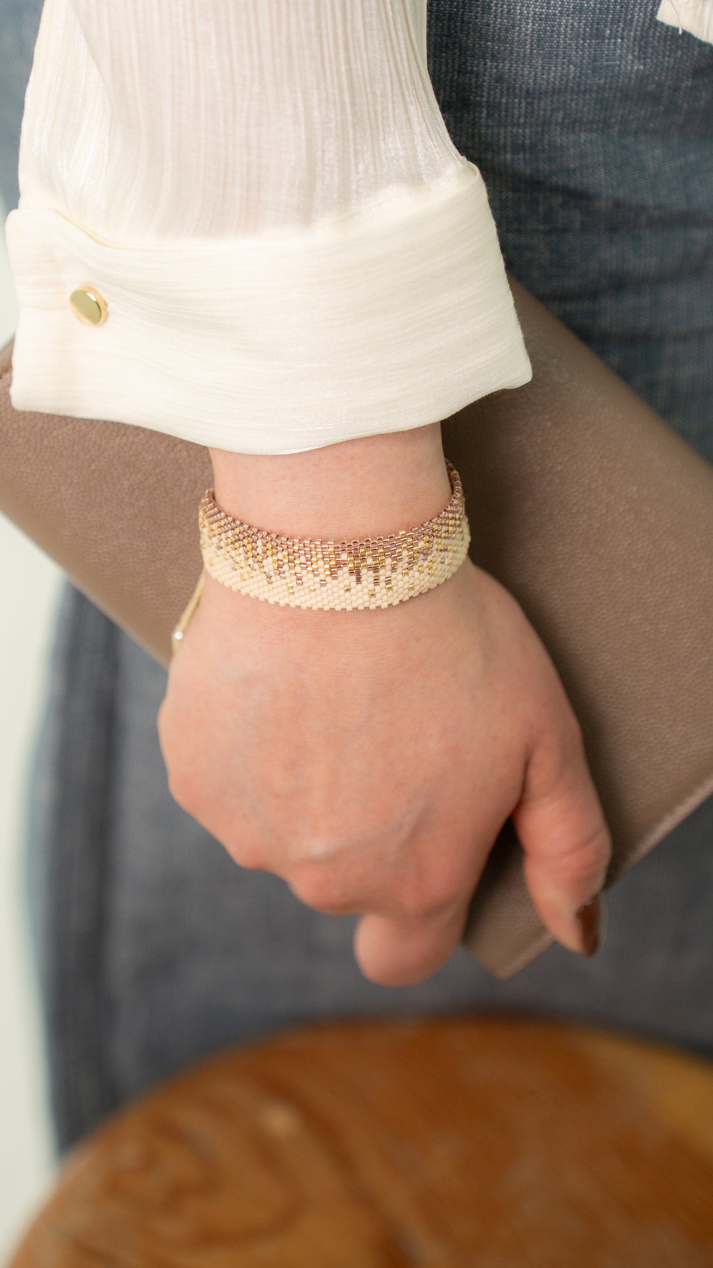 Pulsera Miyuki grande nude rose oro