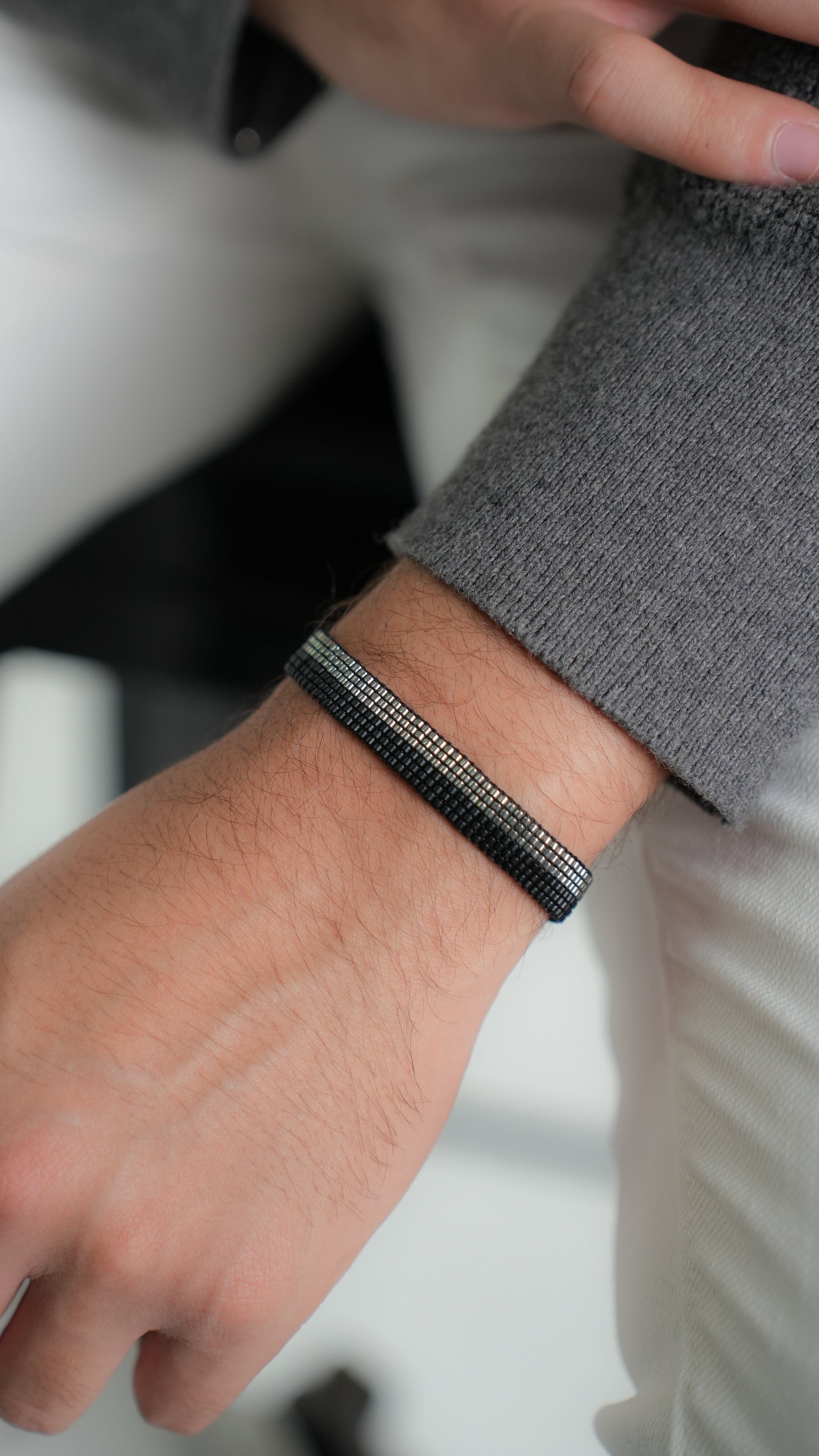 Pulsera Miyuki Caballero LUXE negro y oxford