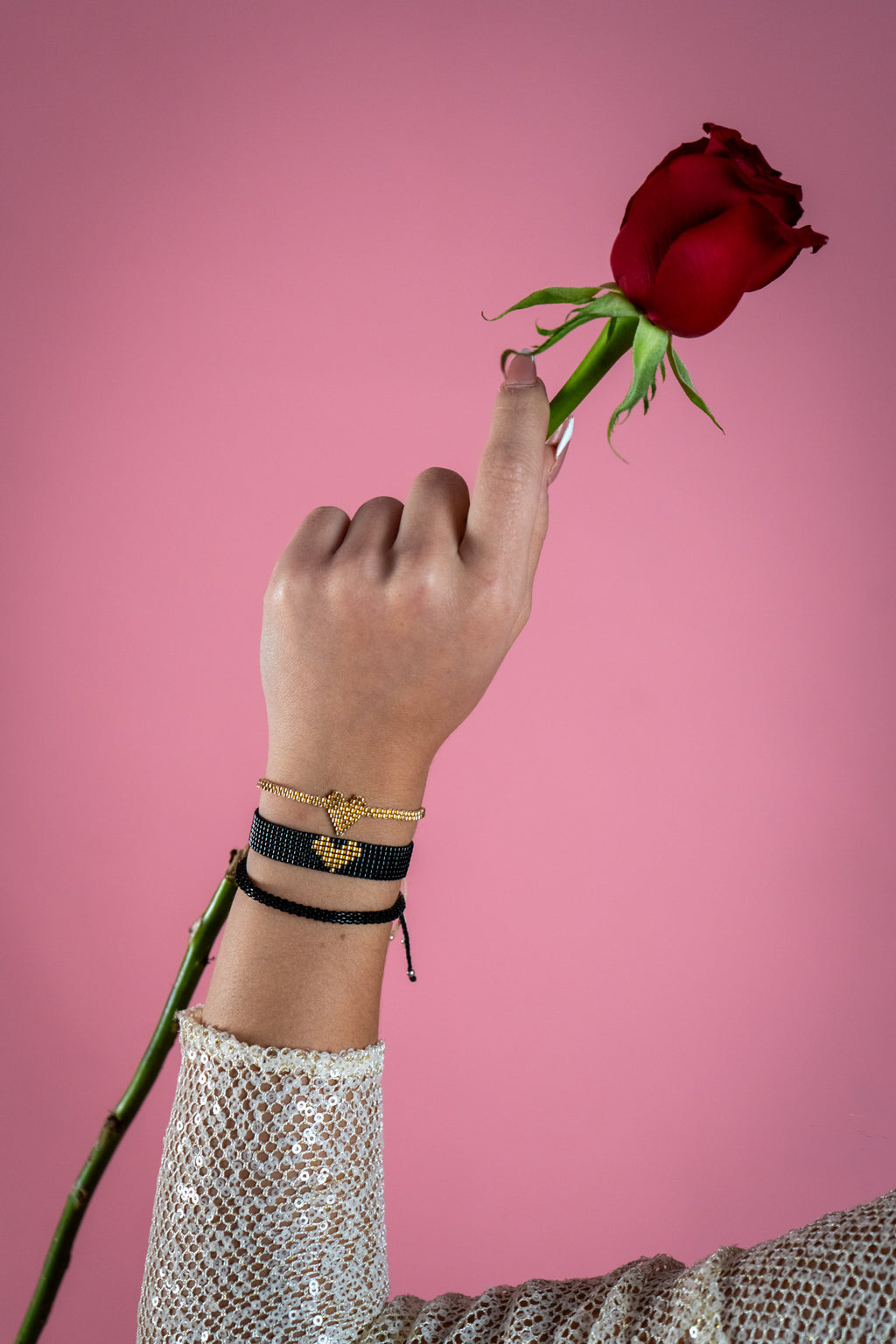 Set NEGRO CORAZON DORADO