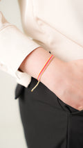 Pulsera Miyuki 3 lineas naranja magenta oro
