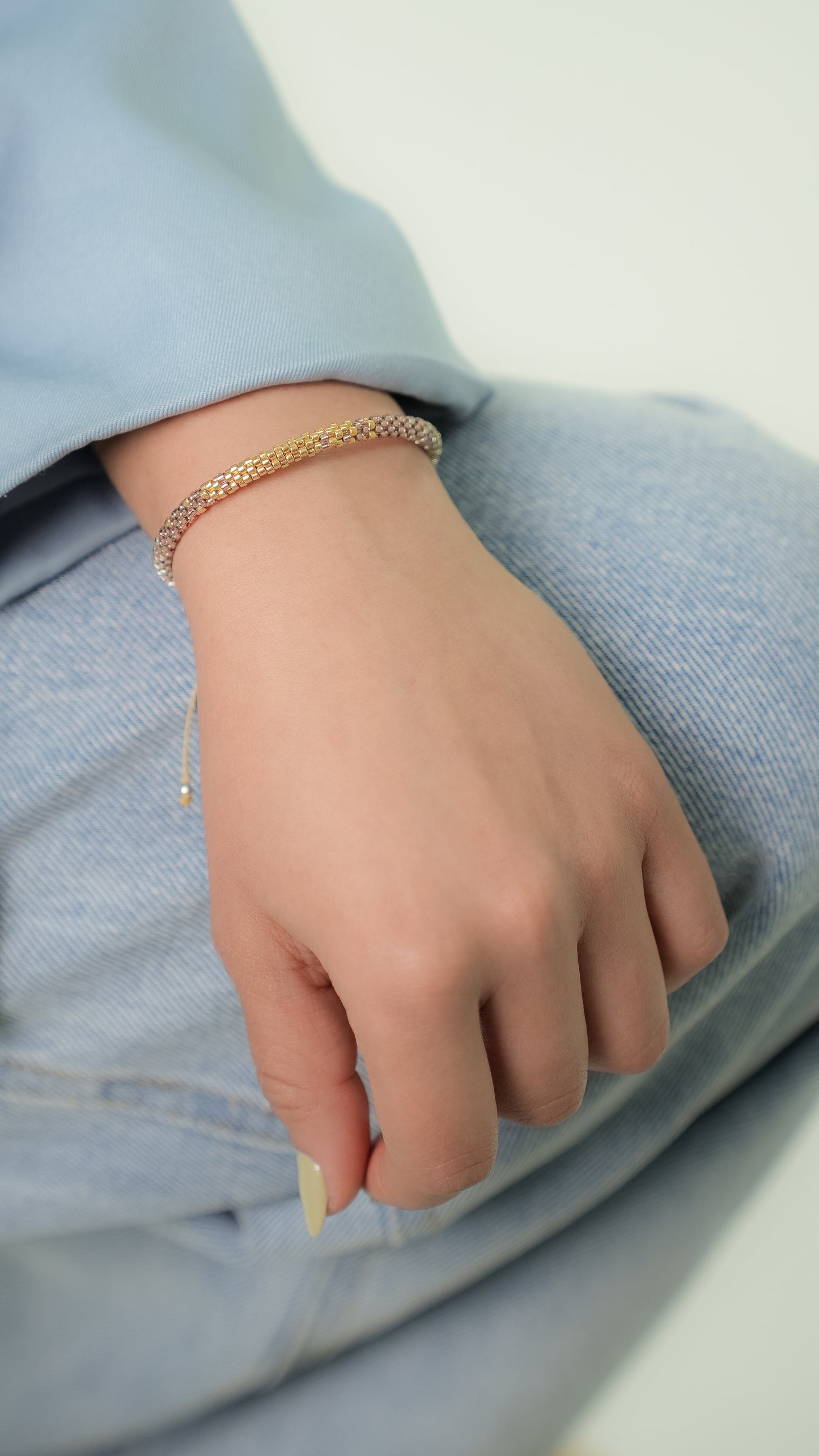 Pulsera Miyuki redonda rose oro plata