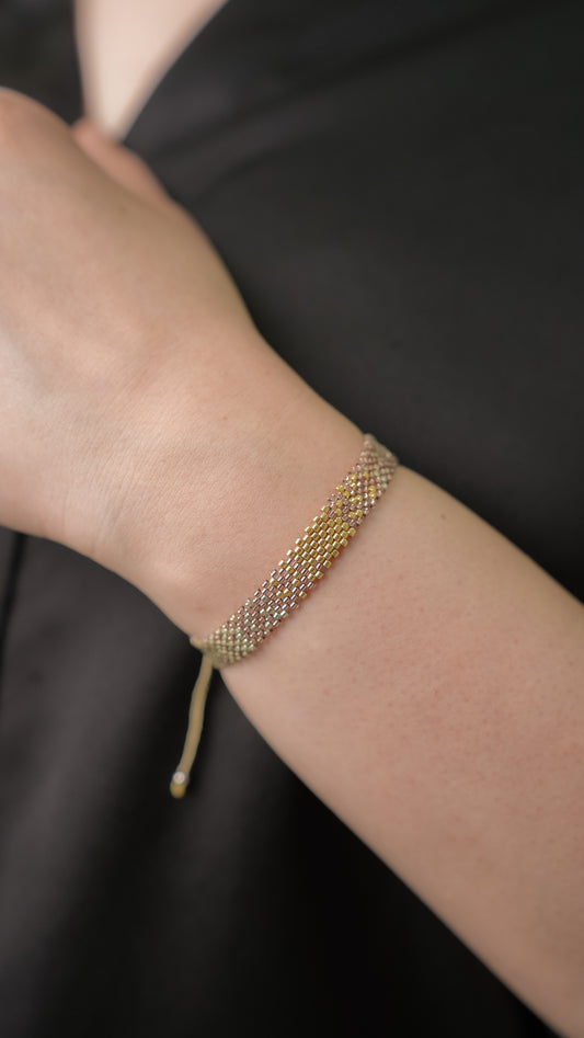 Pulsera Miyuki chica combinación plata oro rose