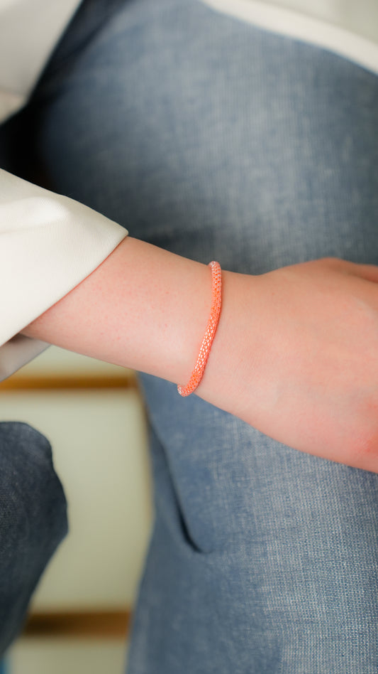 Pulsera Miyuki redonda coral brillante