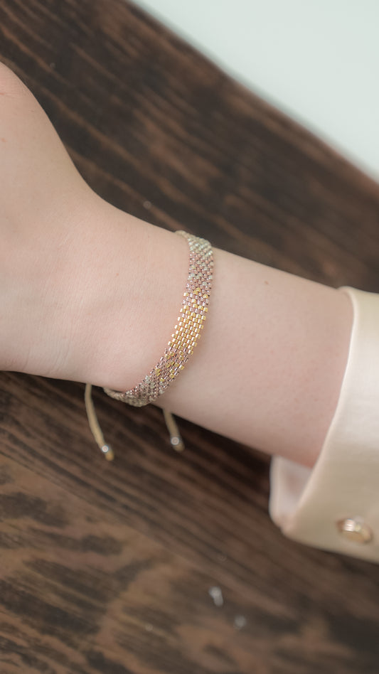 Pulsera Miyuki chica combinación plata oro rose