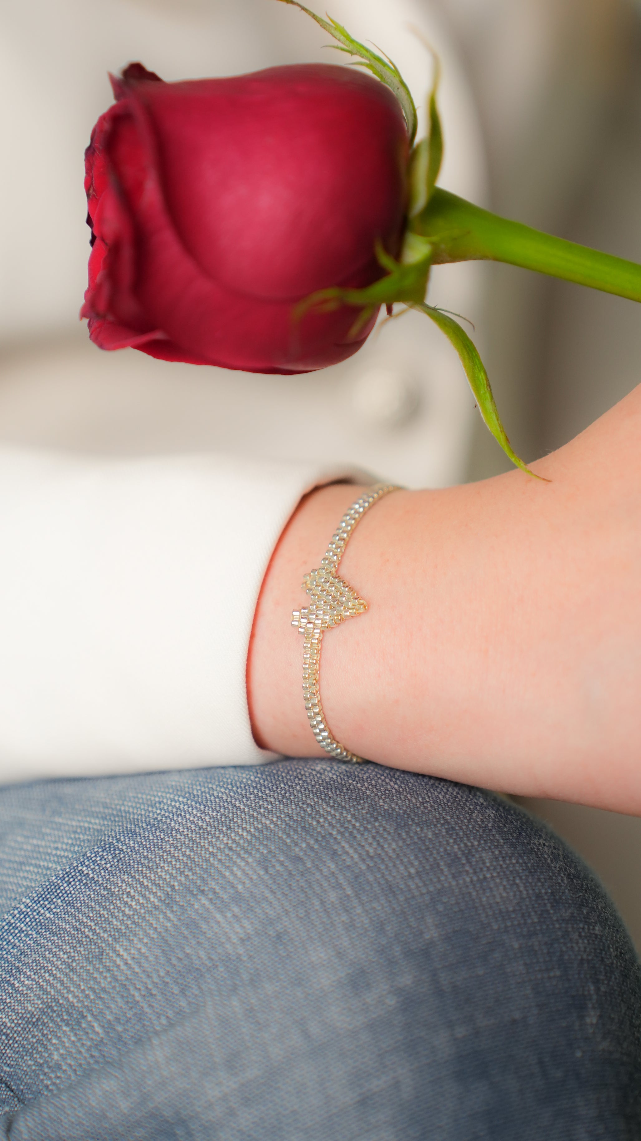 Pulsera miyuki corazón plata