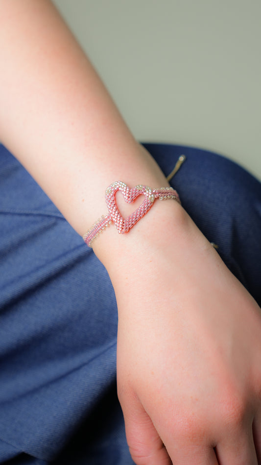 Pulsera Corazón rose gold plata 3D