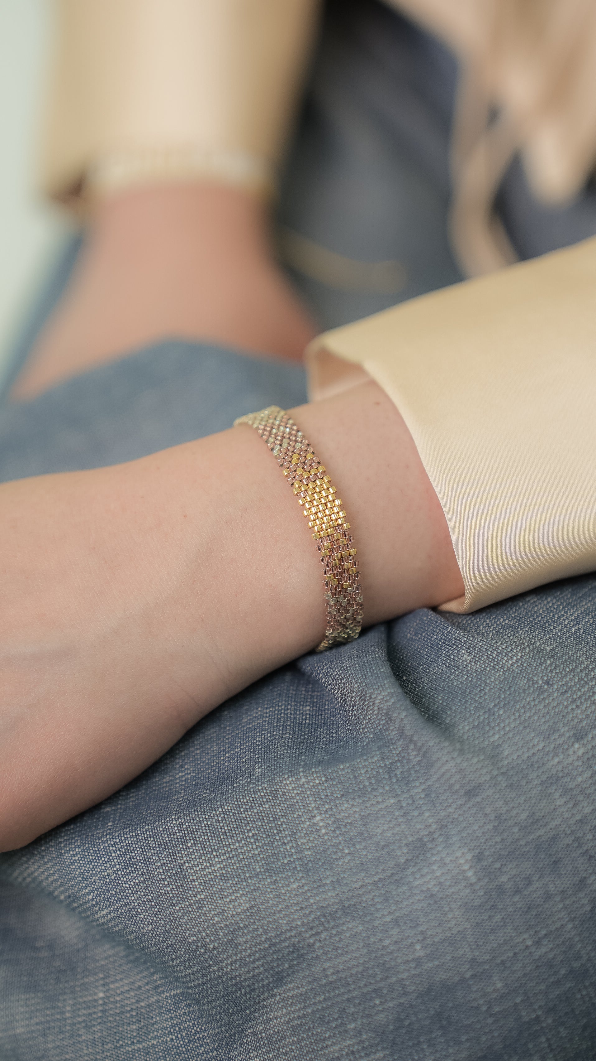 Pulsera Miyuki chica combinación plata oro rose