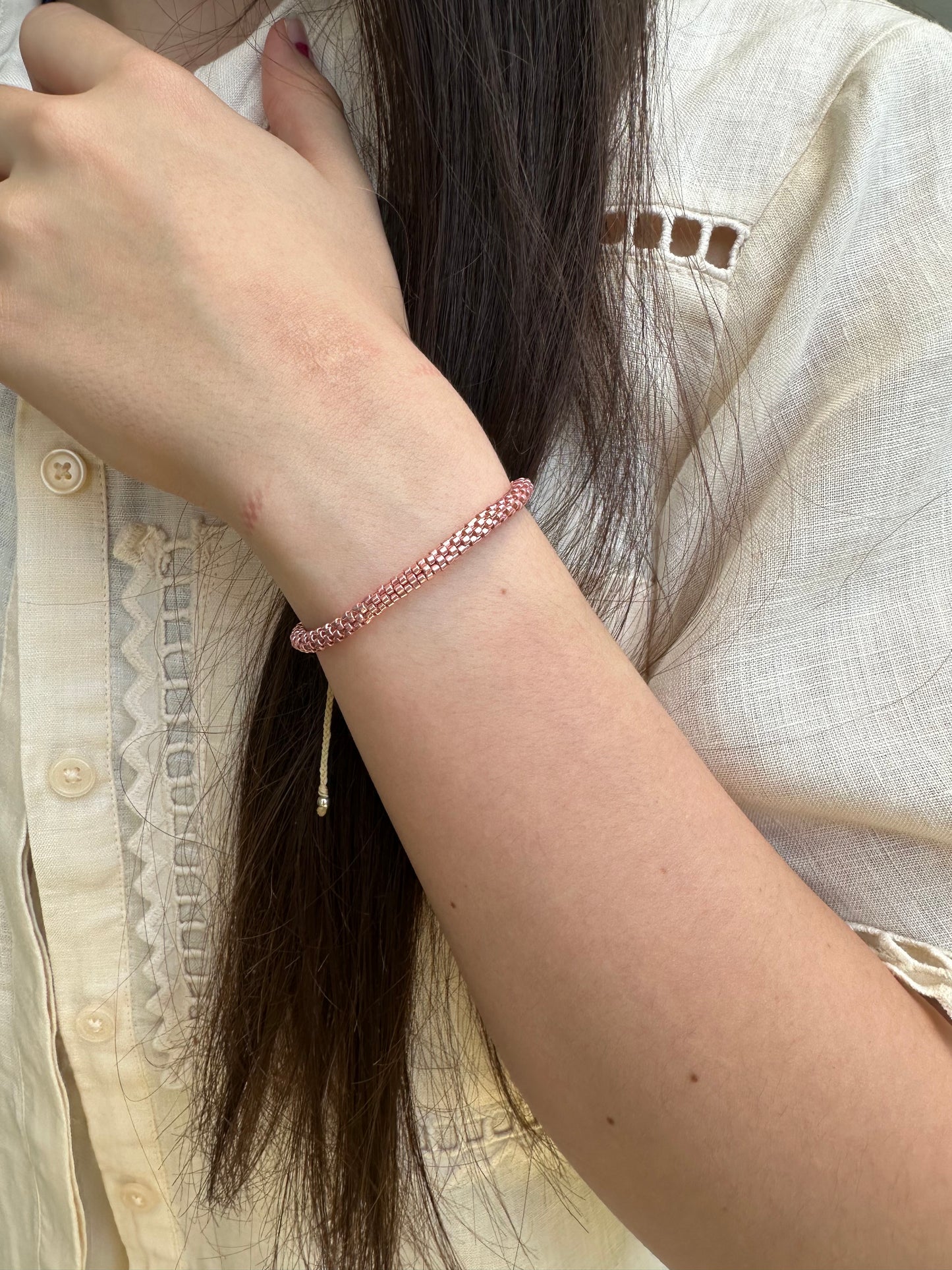 Pulsera Miyuki redonda rose intenso