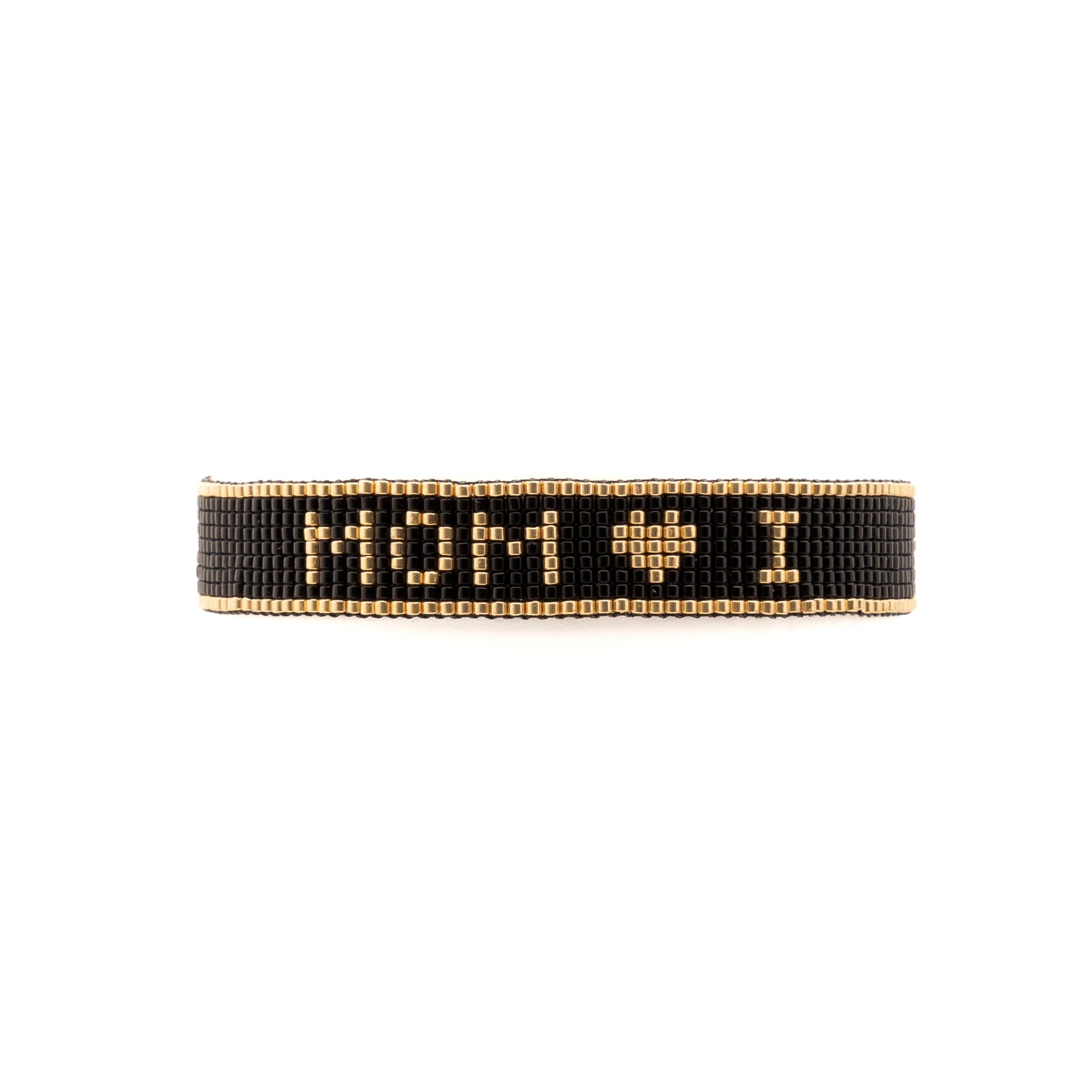 Brazalete I LOVE MOM negra con dorado