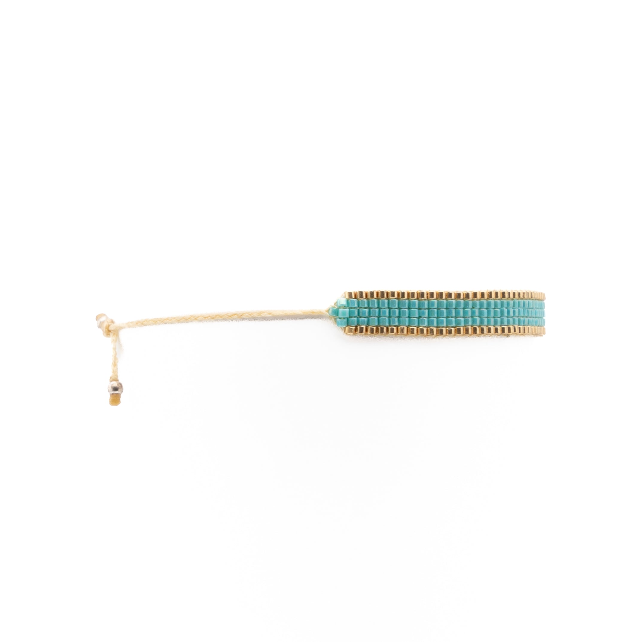 Pulsera MIYUKI chica verde aqua orilla oro