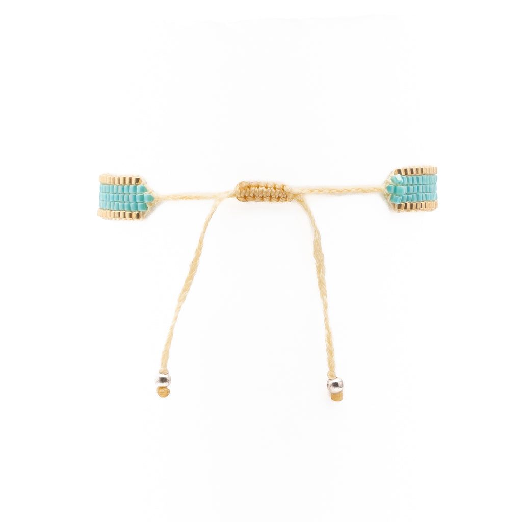 Pulsera MIYUKI chica verde aqua orilla oro