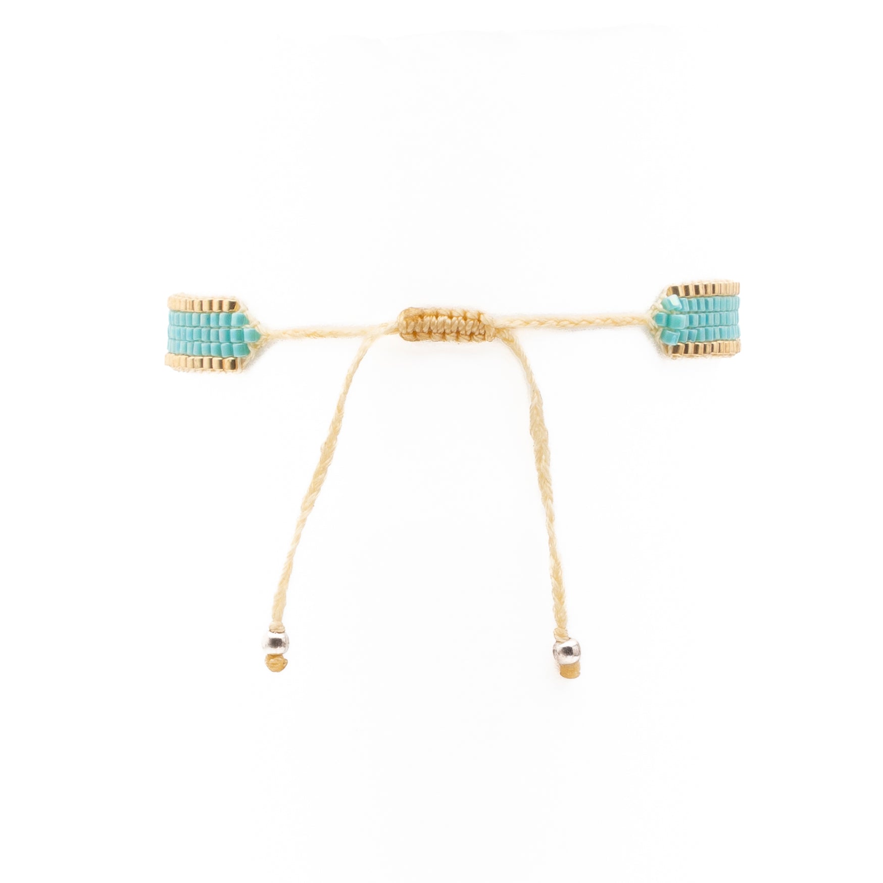 Pulsera MIYUKI chica verde aqua orilla oro