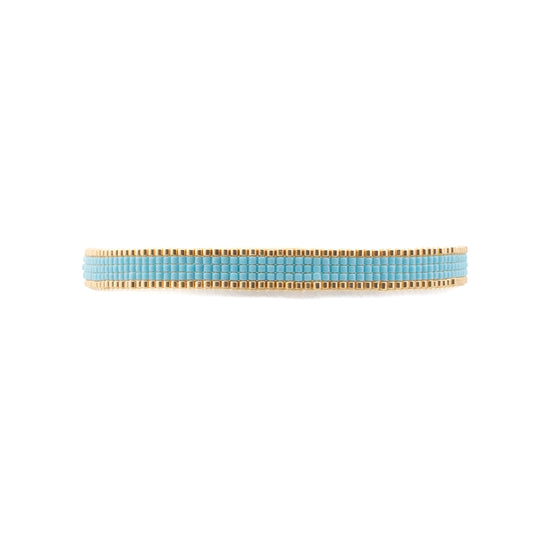 Pulsera Miyuki chica azul orilla oro
