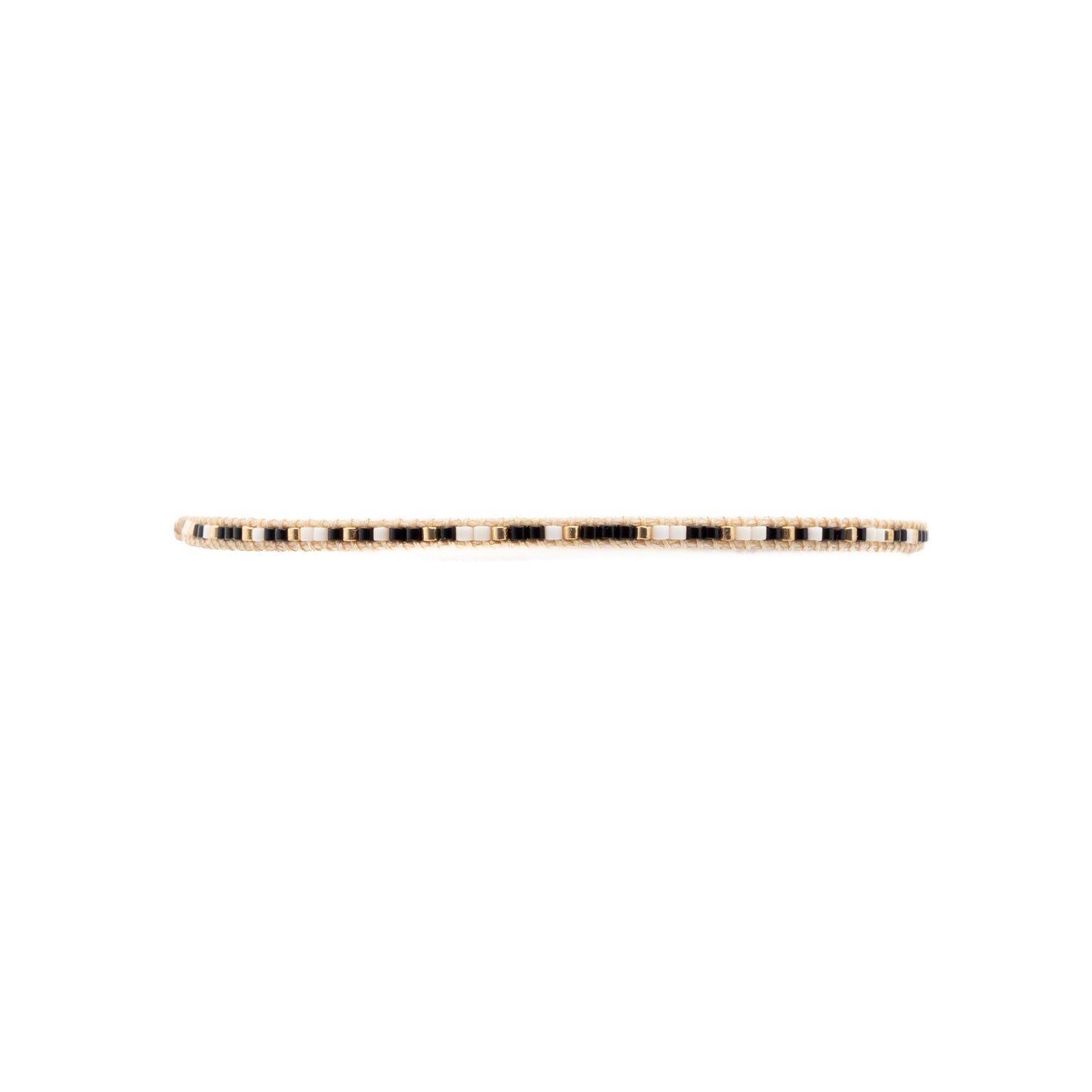 Pulsera Miyuki linea sencilla nude negro oro