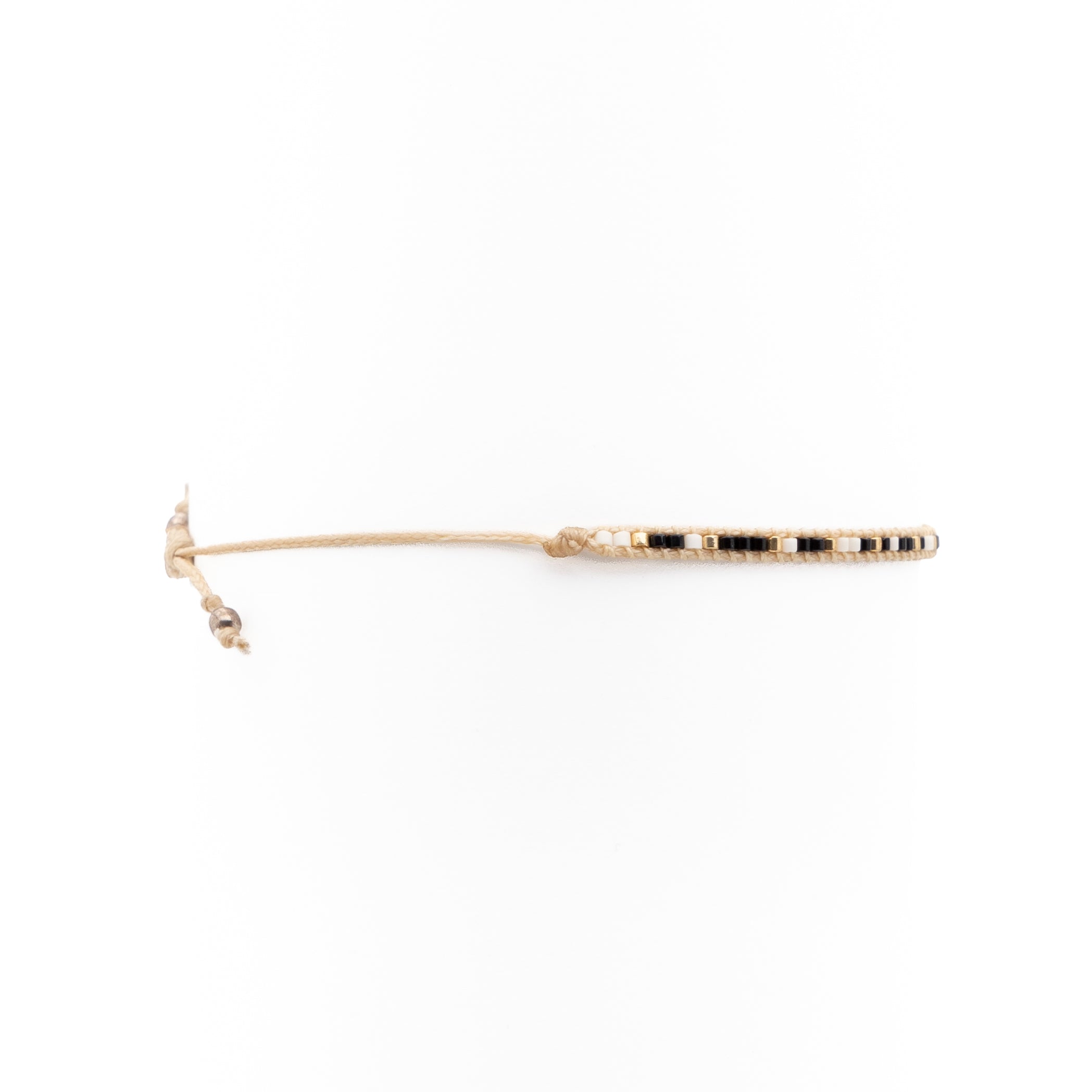 Pulsera Miyuki linea sencilla nude negro oro