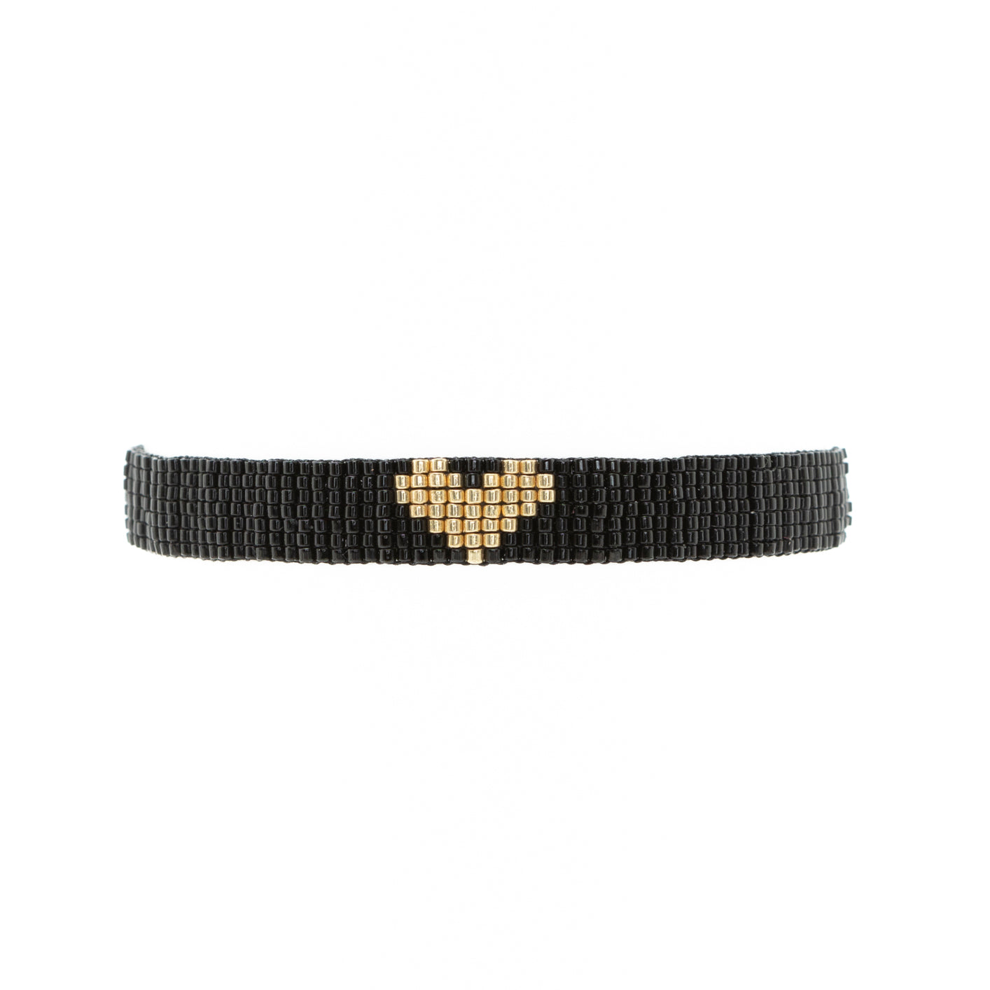 Brazalete Miyuki negro CORAZÓN dorado