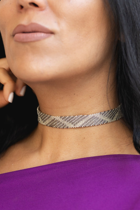 Choker Miyuki oxford plata
