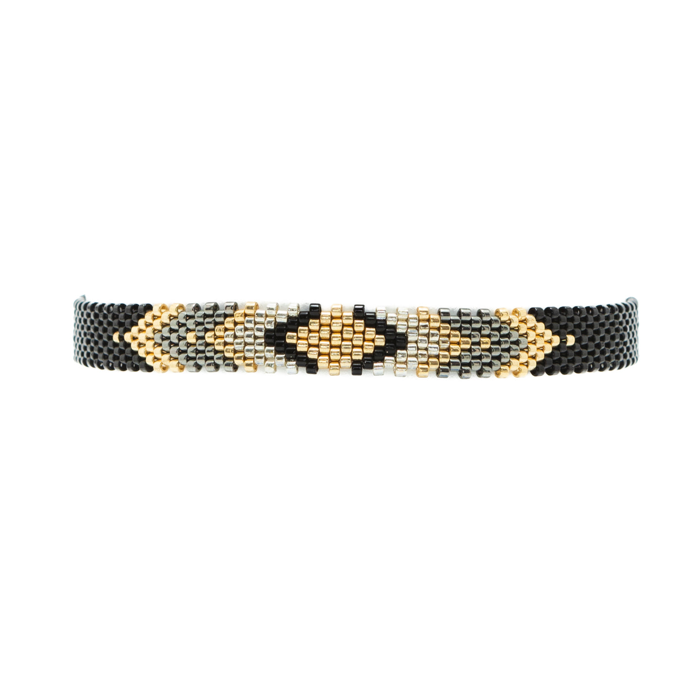 Pulsera Miyuki chica rombo negro dorado