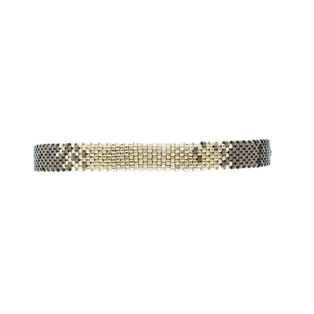 Pulsera Miyuki chica combinación negro oxford plata