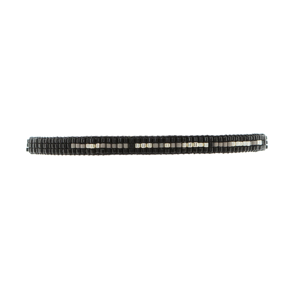 Pulsera Miyuki Caballero Negro gris plata