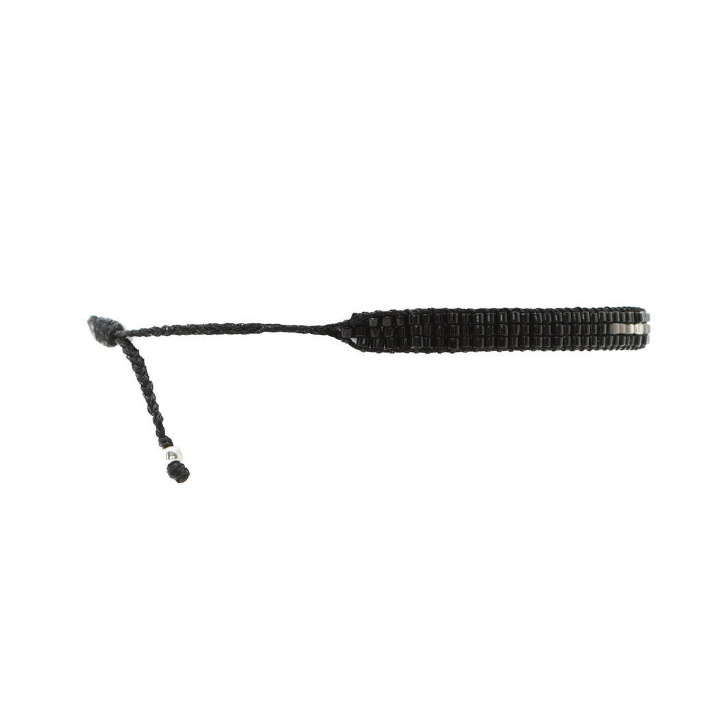 Pulsera Miyuki Caballero Negro gris plata