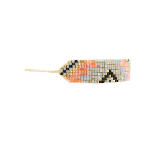 Brazalete Miyuki piramide negro oro coral y gris