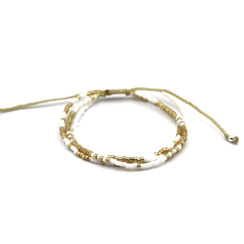 Pulsera Miyuki CLEO blanco dorado