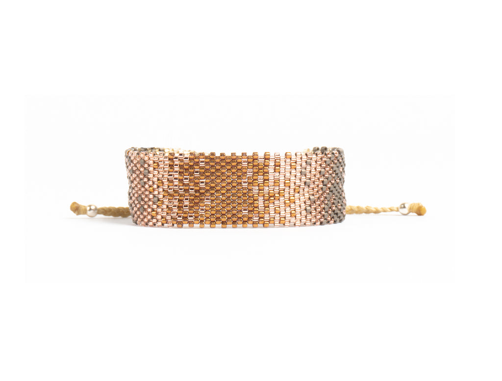 Pulsera Miyuki grande degradé ocre rose gris plata
