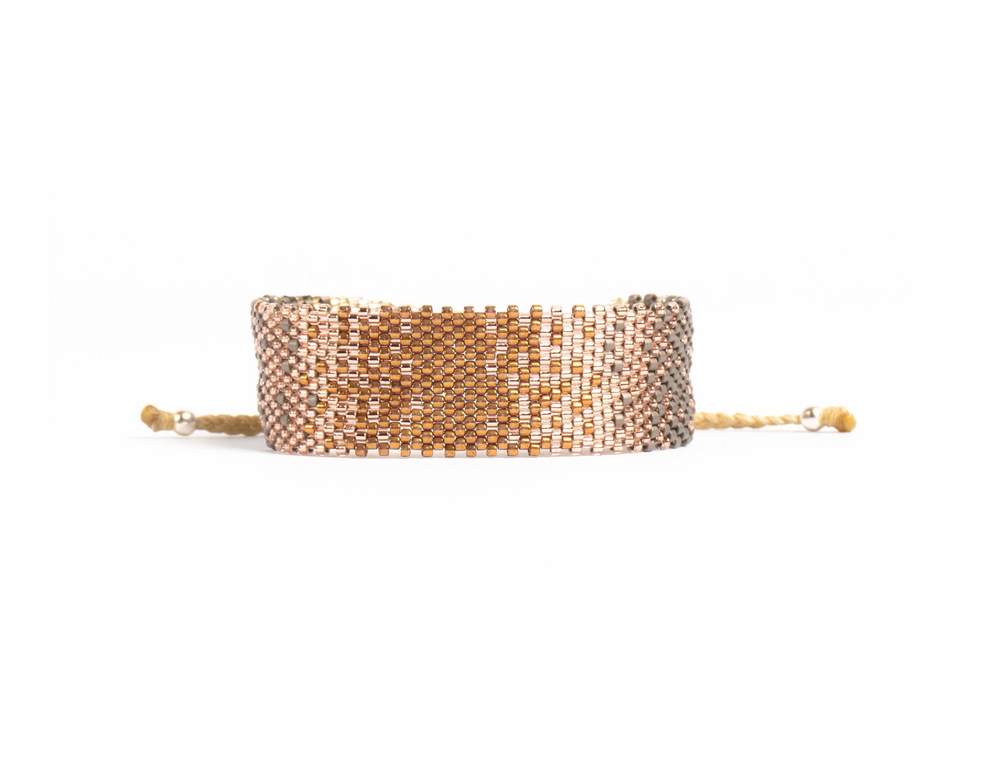 Pulsera Miyuki grande degradé ocre rose gris plata