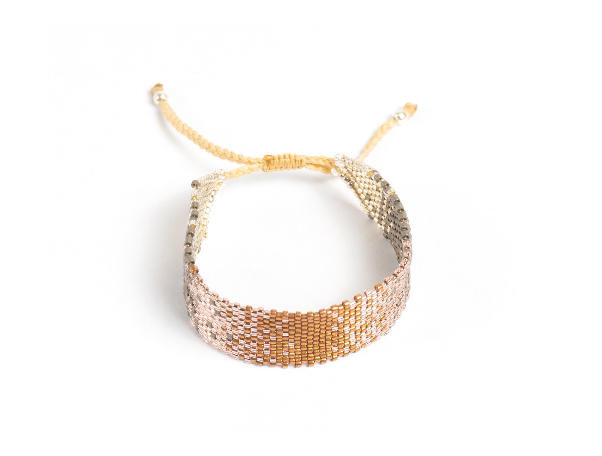 Pulsera Miyuki grande degradé ocre rose gris plata