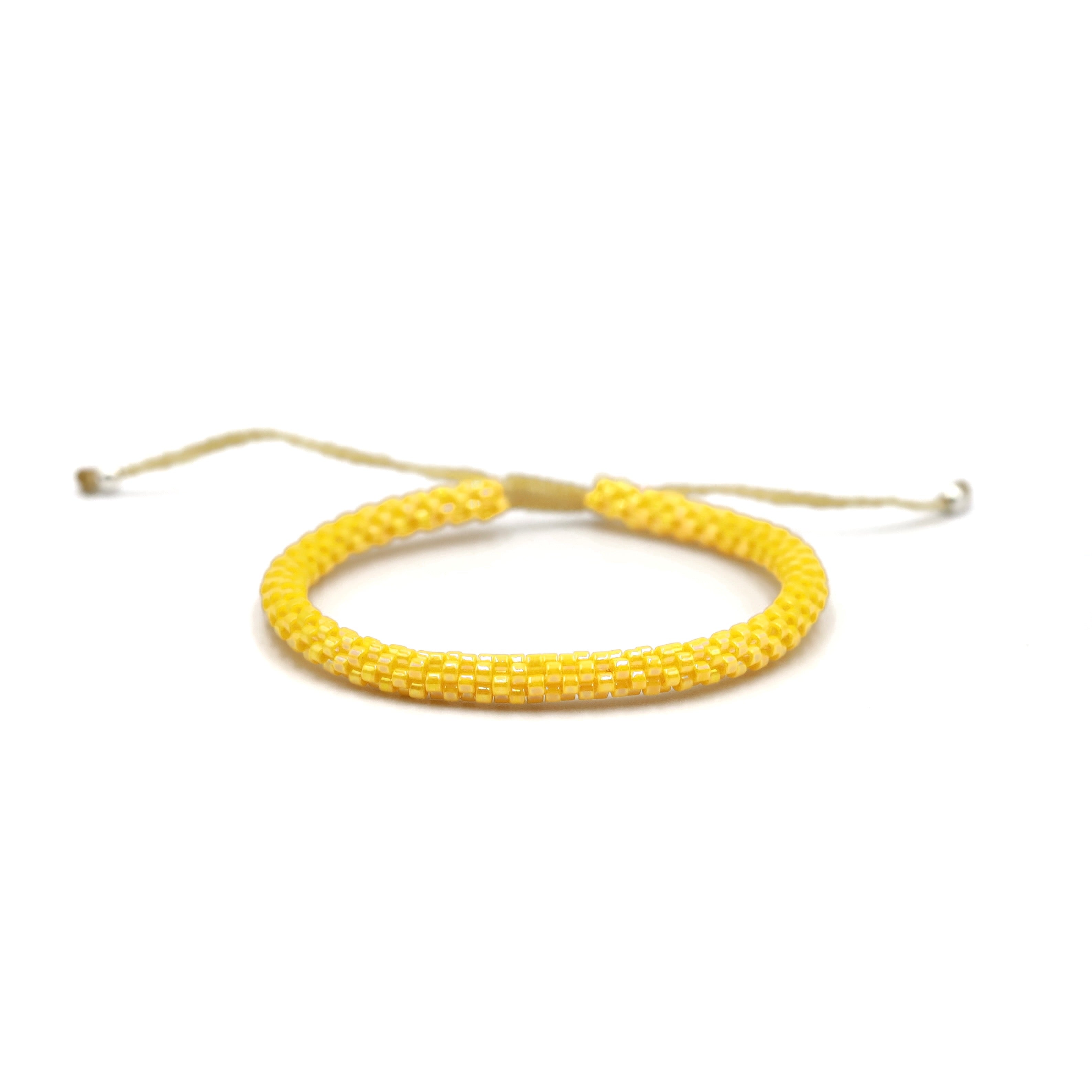 Pulsera Miyuki redonda amarillo brillante
