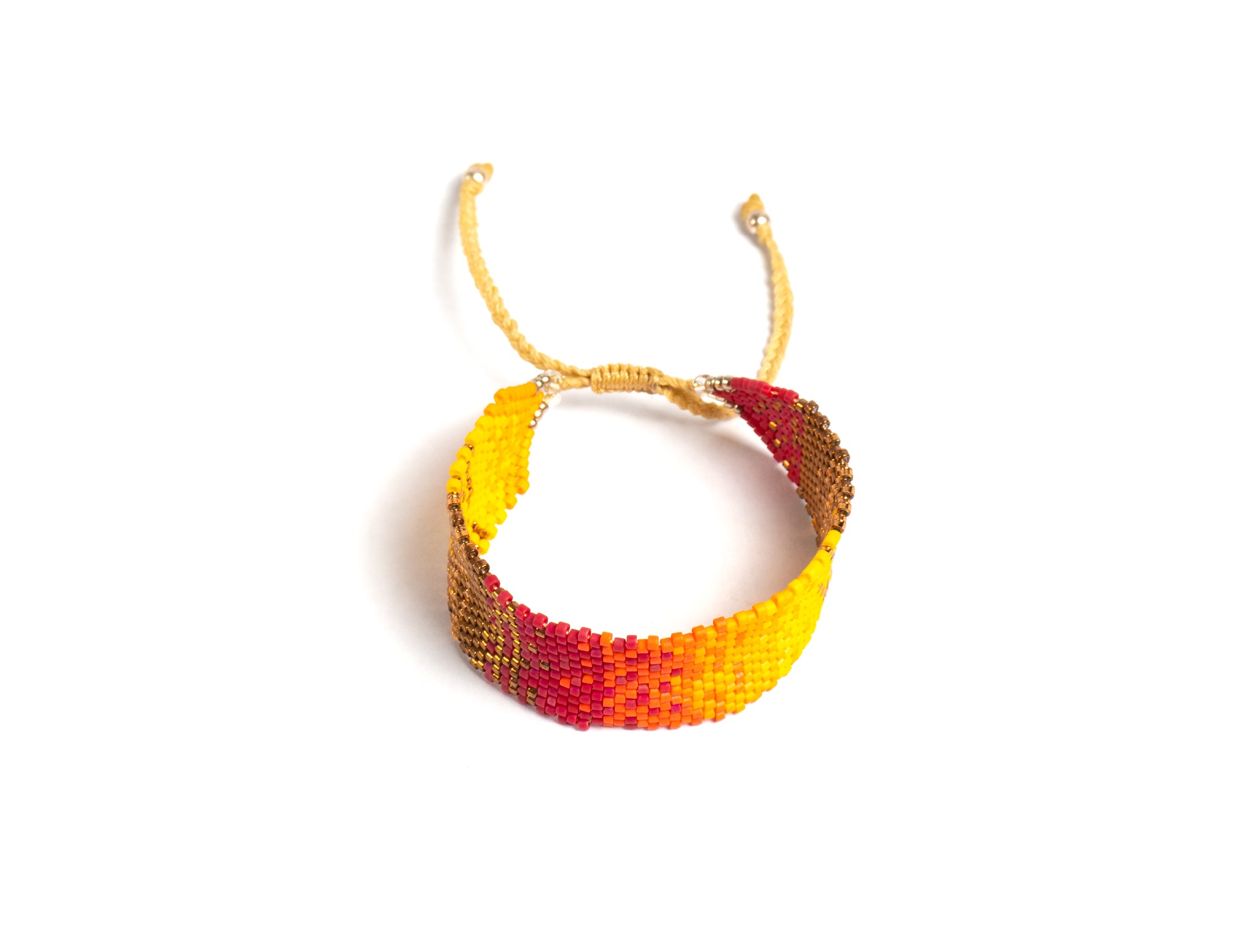 Pulsera Miyuki grande combinacion naranja amarillo ocre