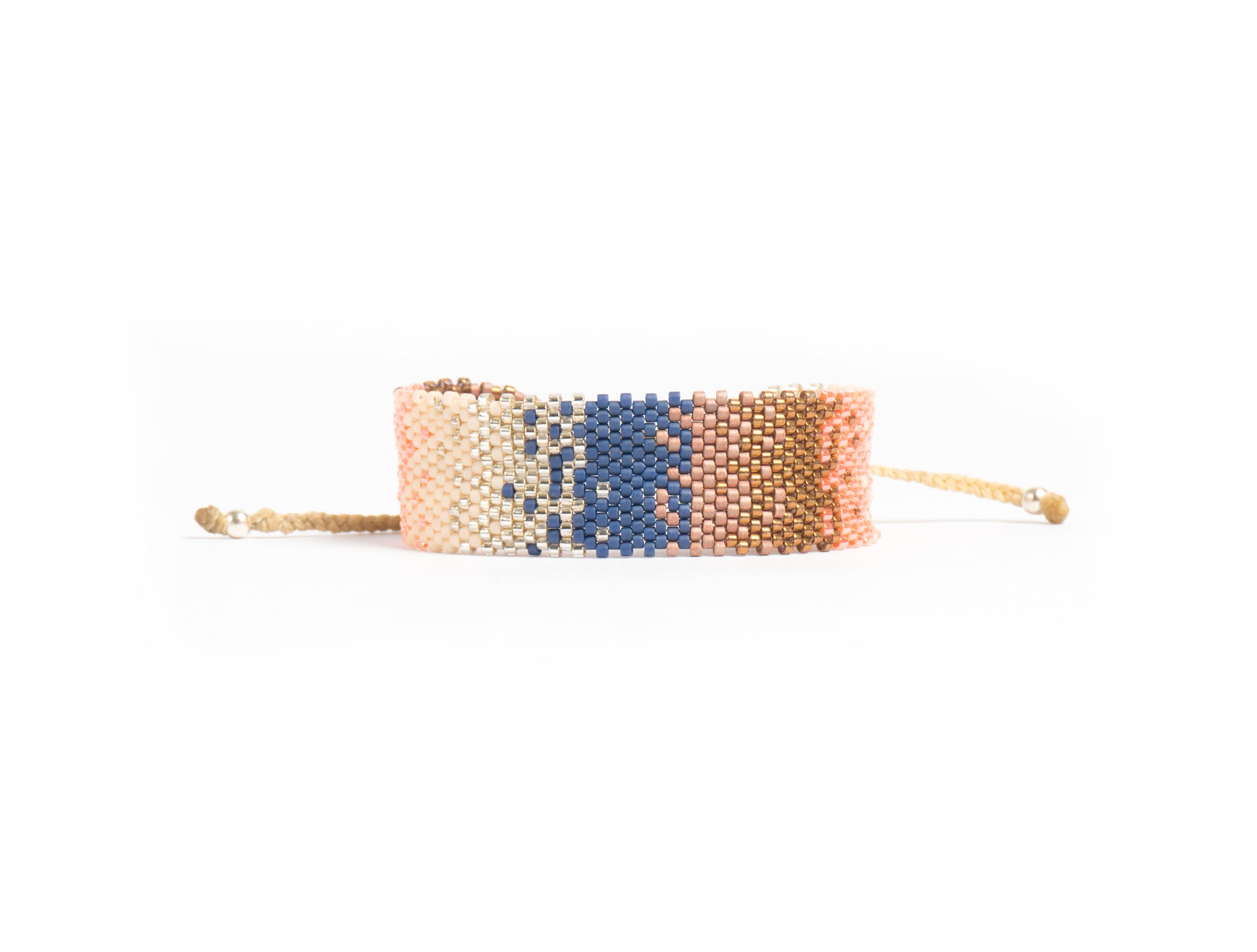 Pulsera Miyuki grande combinacion rosa azul ocre beige