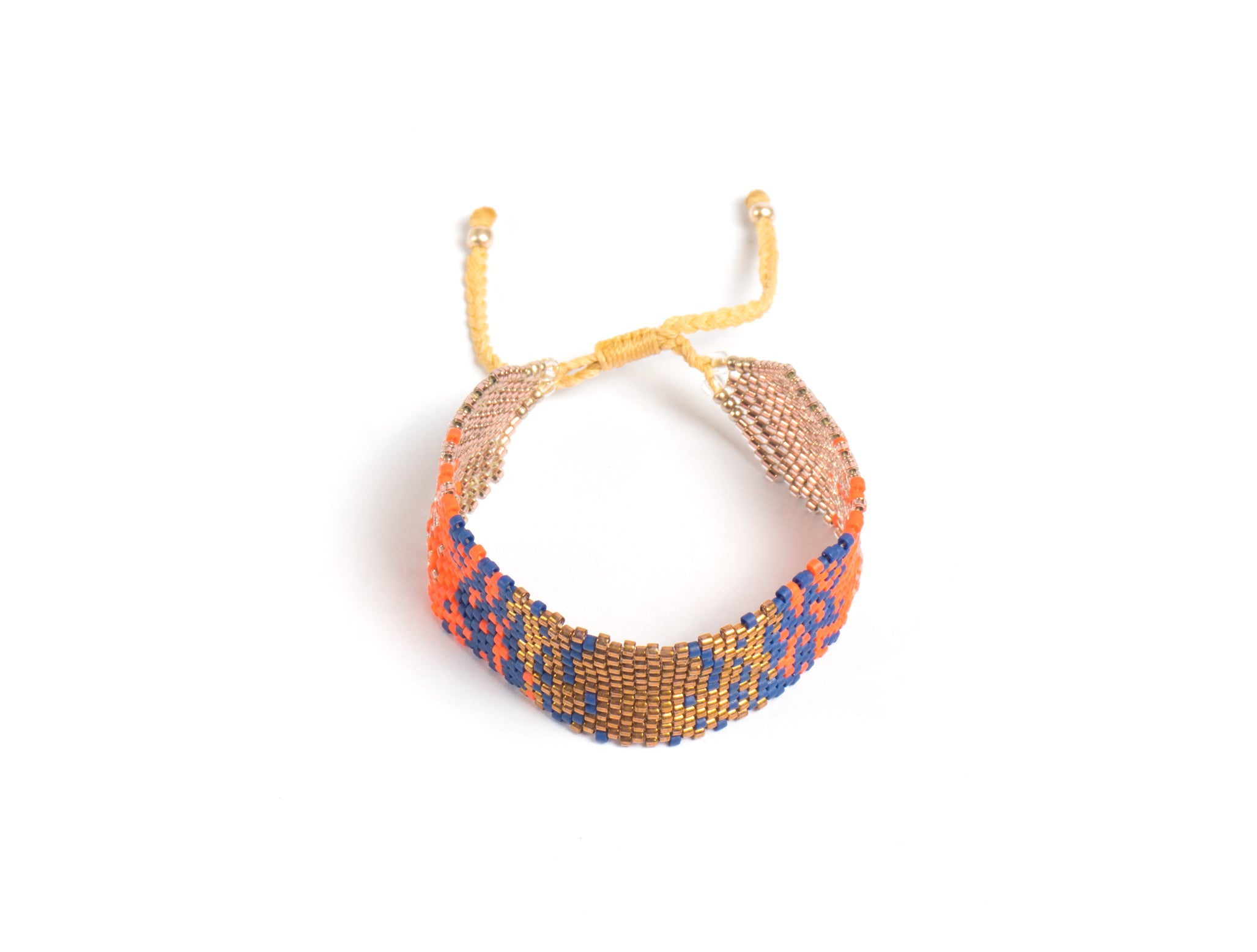 Pulsera Miyuki grande combinacion ocre azul naranja