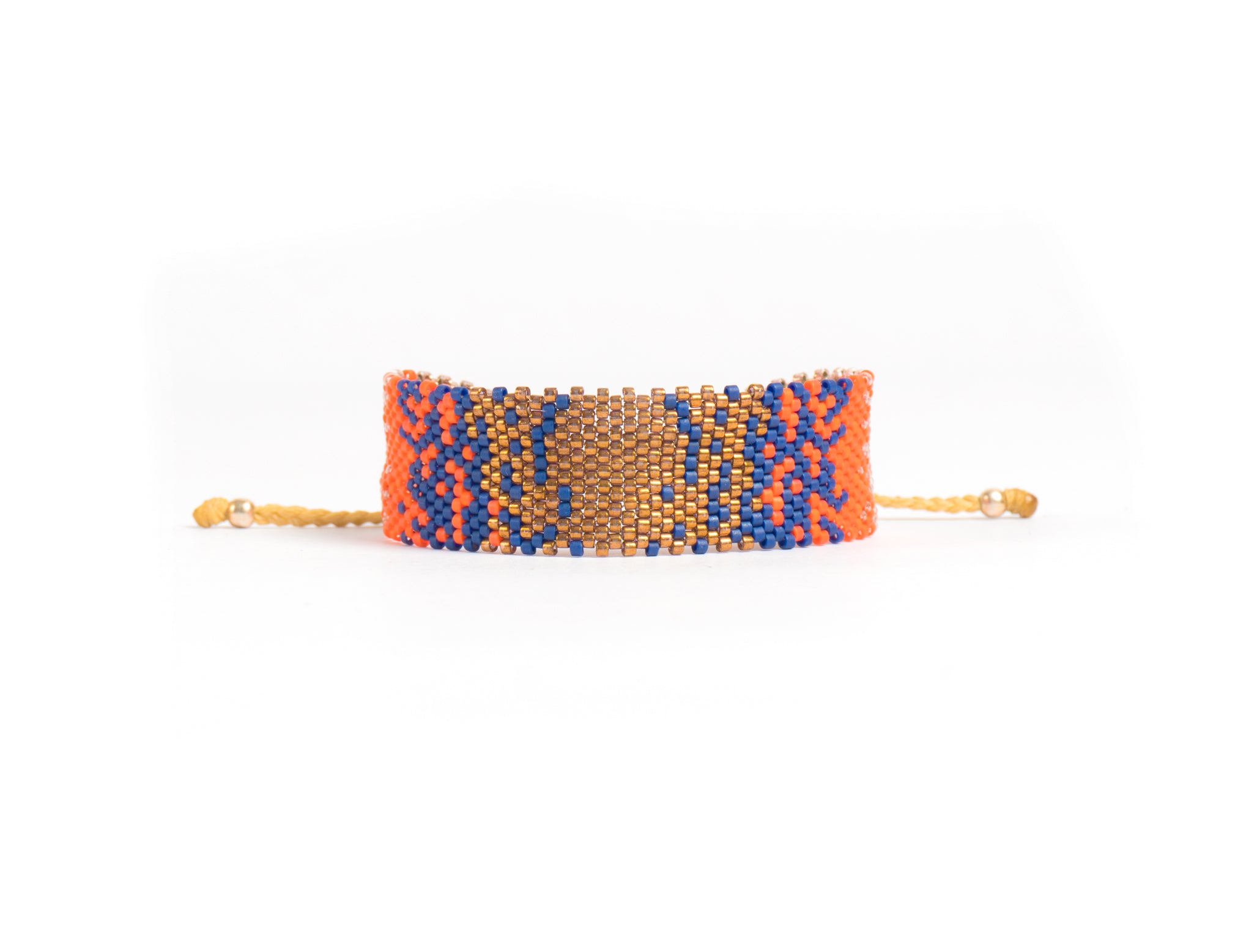 Pulsera Miyuki grande combinacion ocre azul naranja