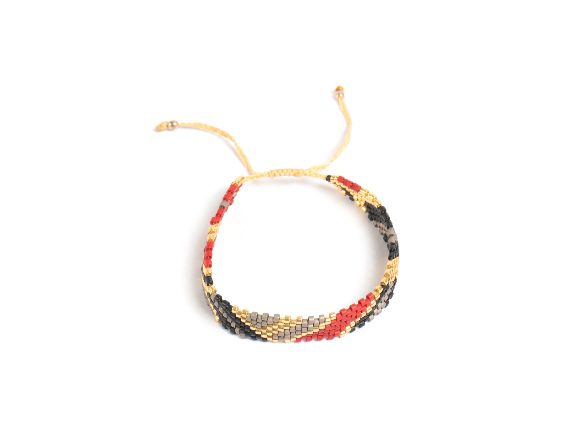 Pulsera Miyuki chica  tinto gris negro oro