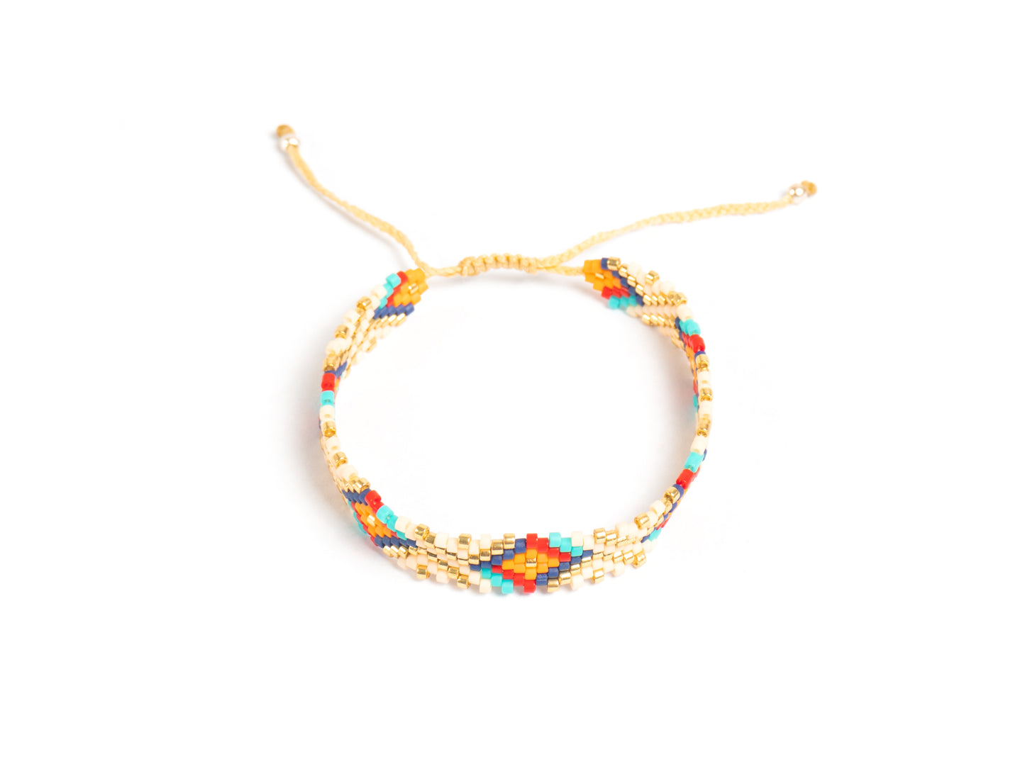 Pulsera Miyuki chica rombo colores lineas beige dorado