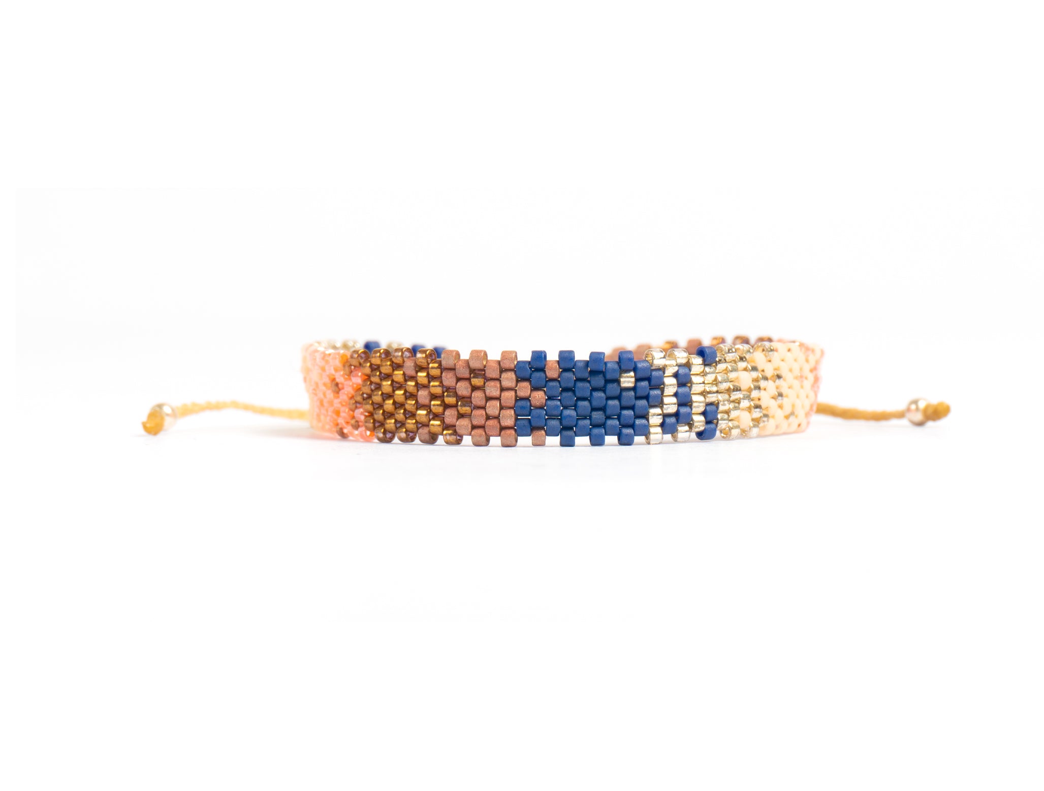 Pulsera Miyuki chica combinacion rosa azul ocre beige