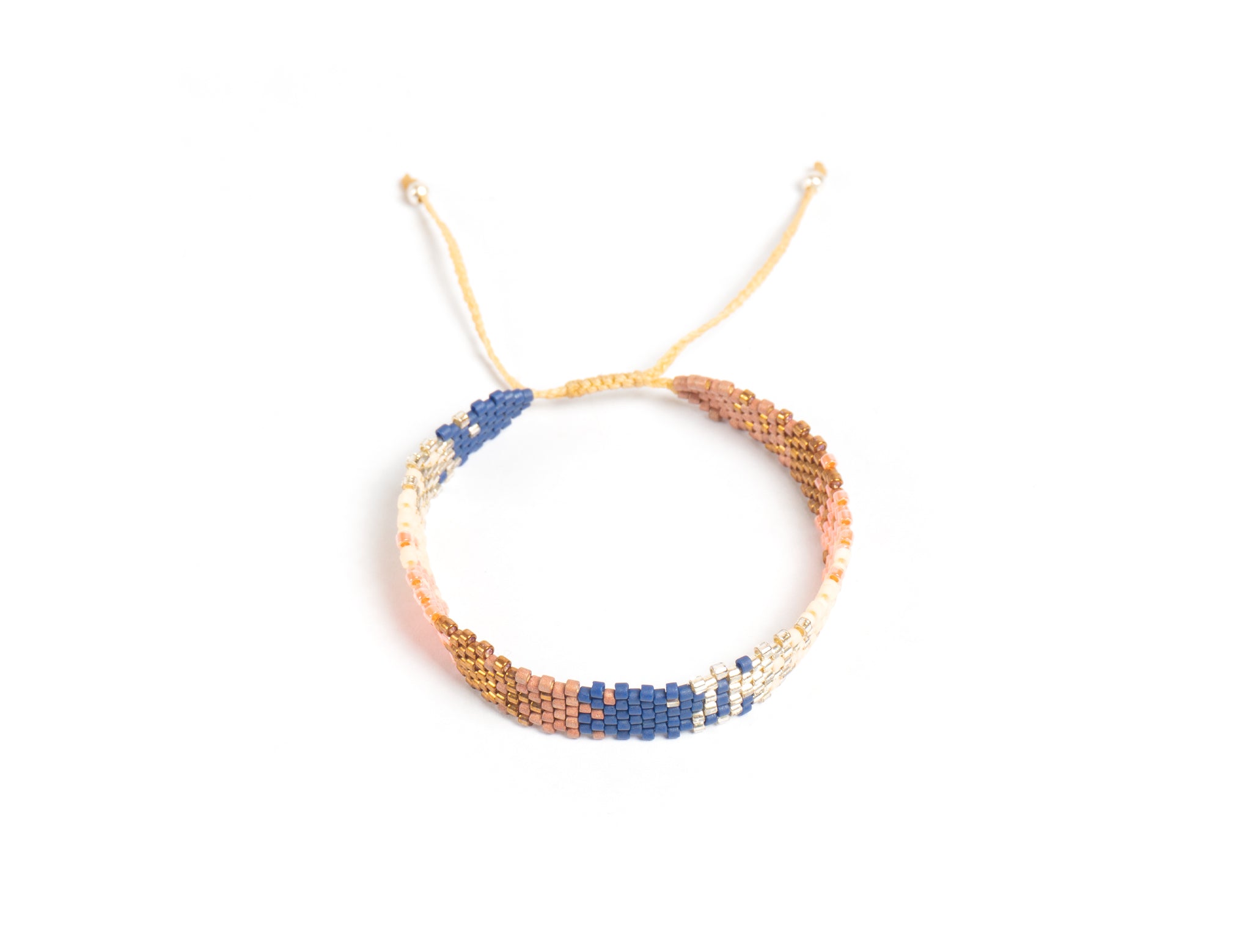 Pulsera Miyuki chica combinacion rosa azul ocre beige