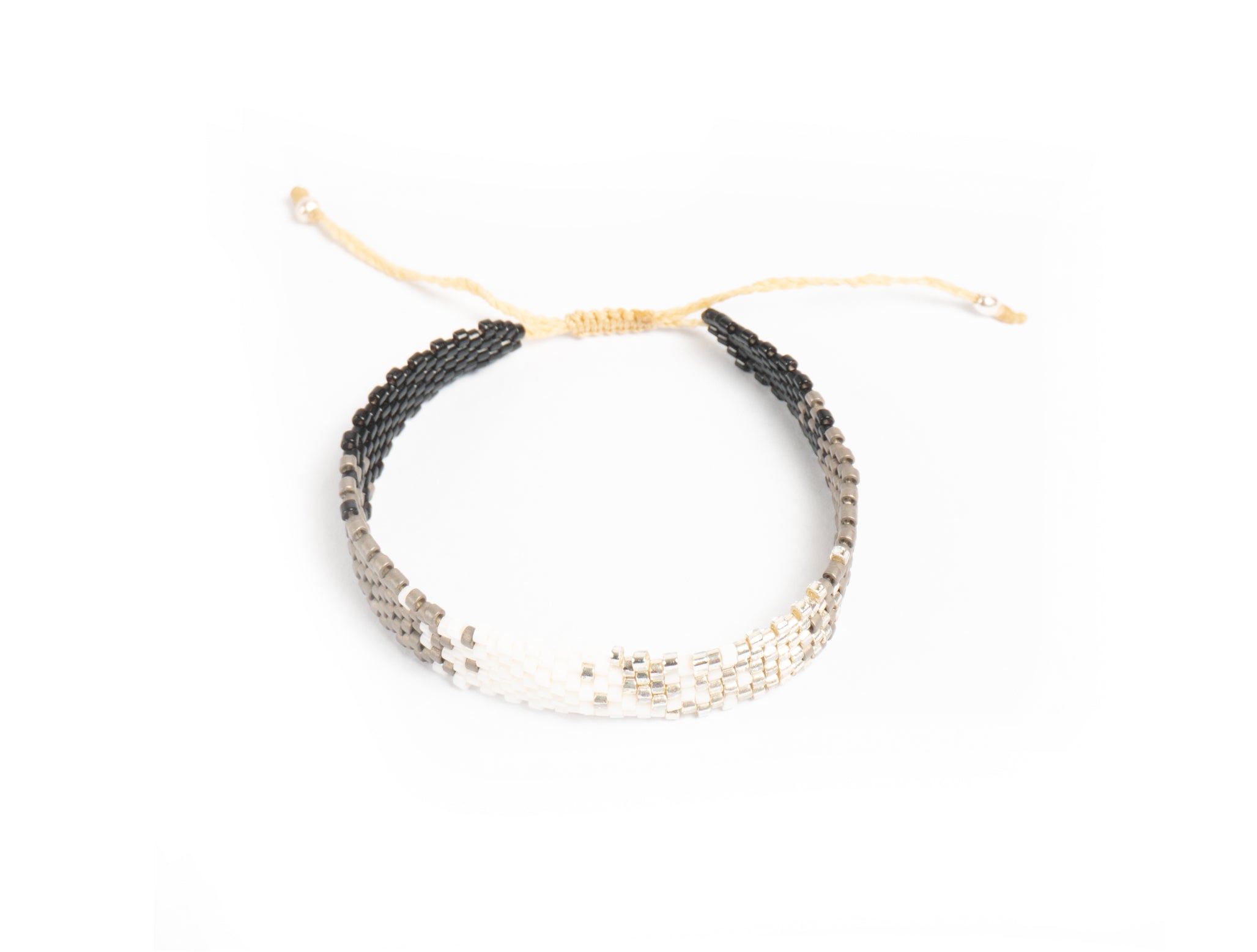 Pulsera miyuki chica combinacion grises con blanco